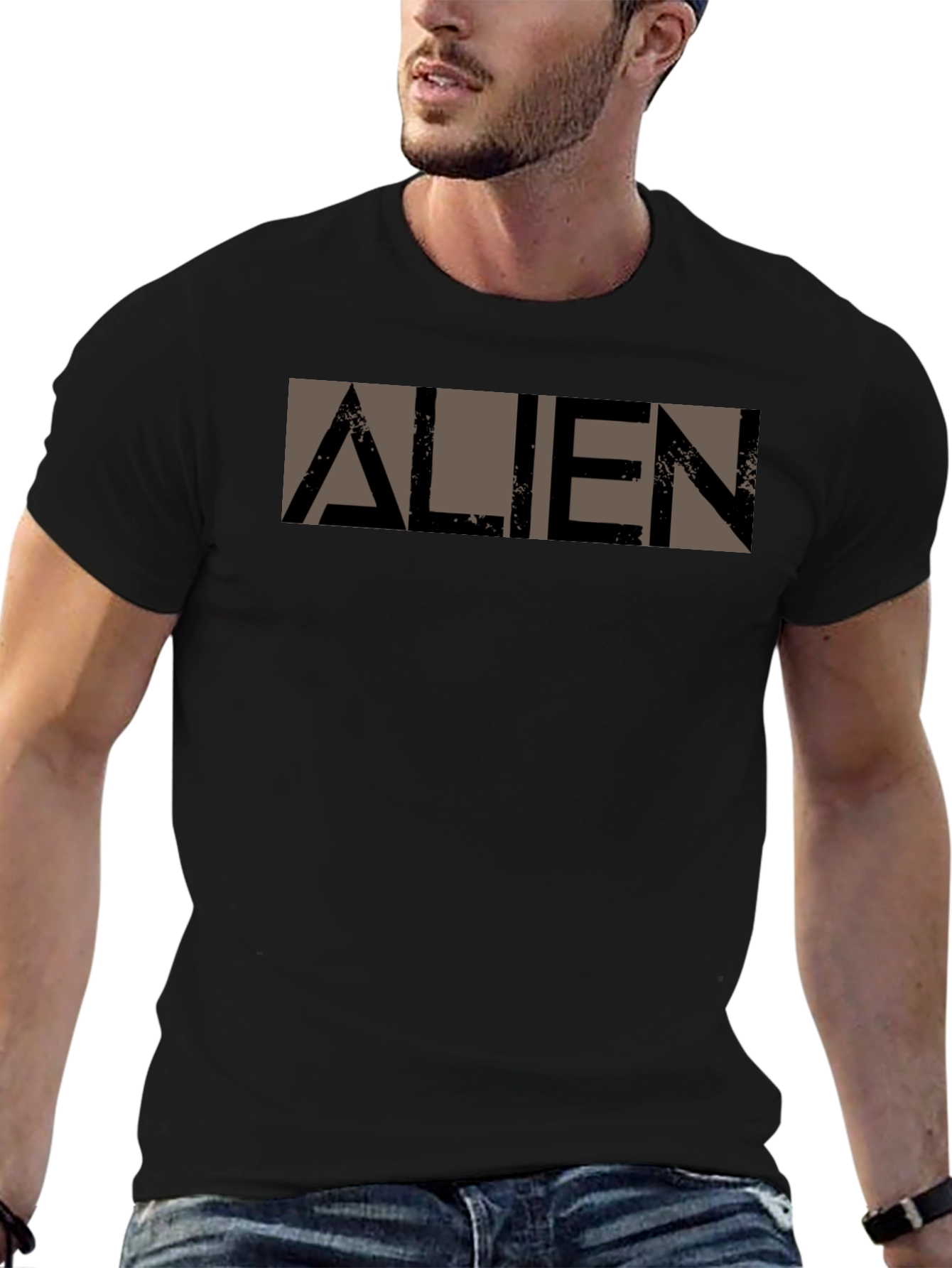 Alien Graphic Print Black T-Shirt