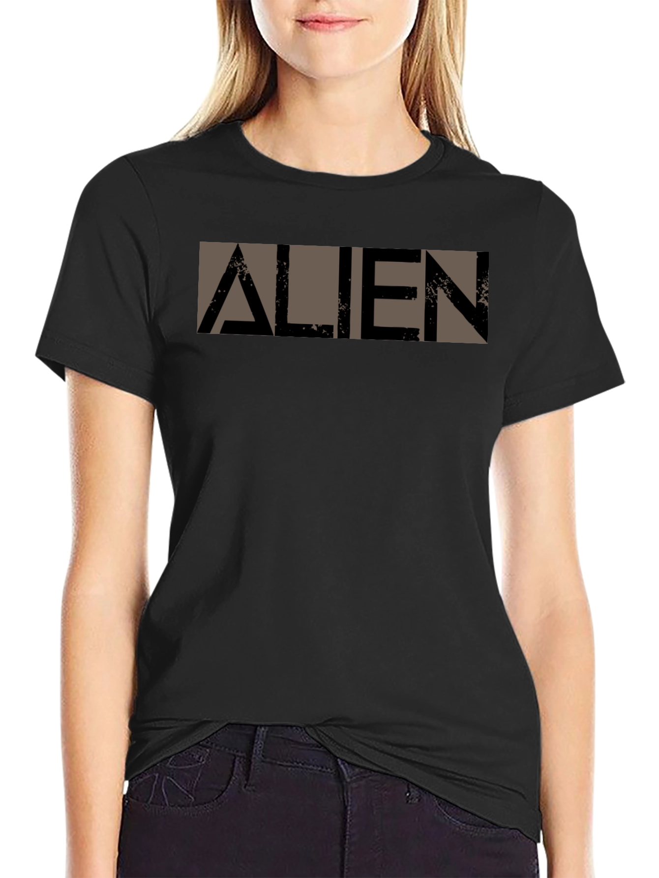 Alien Graphic Print Black T-Shirt