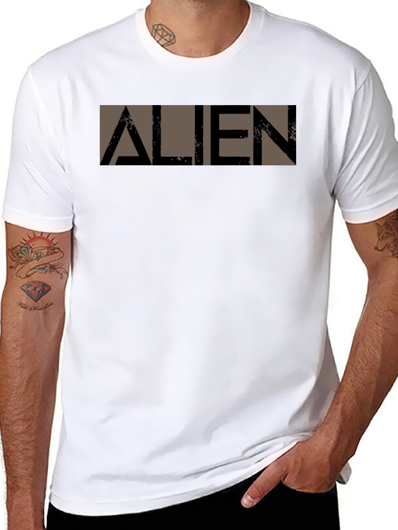 Alien Graphic Print Black T-Shirt