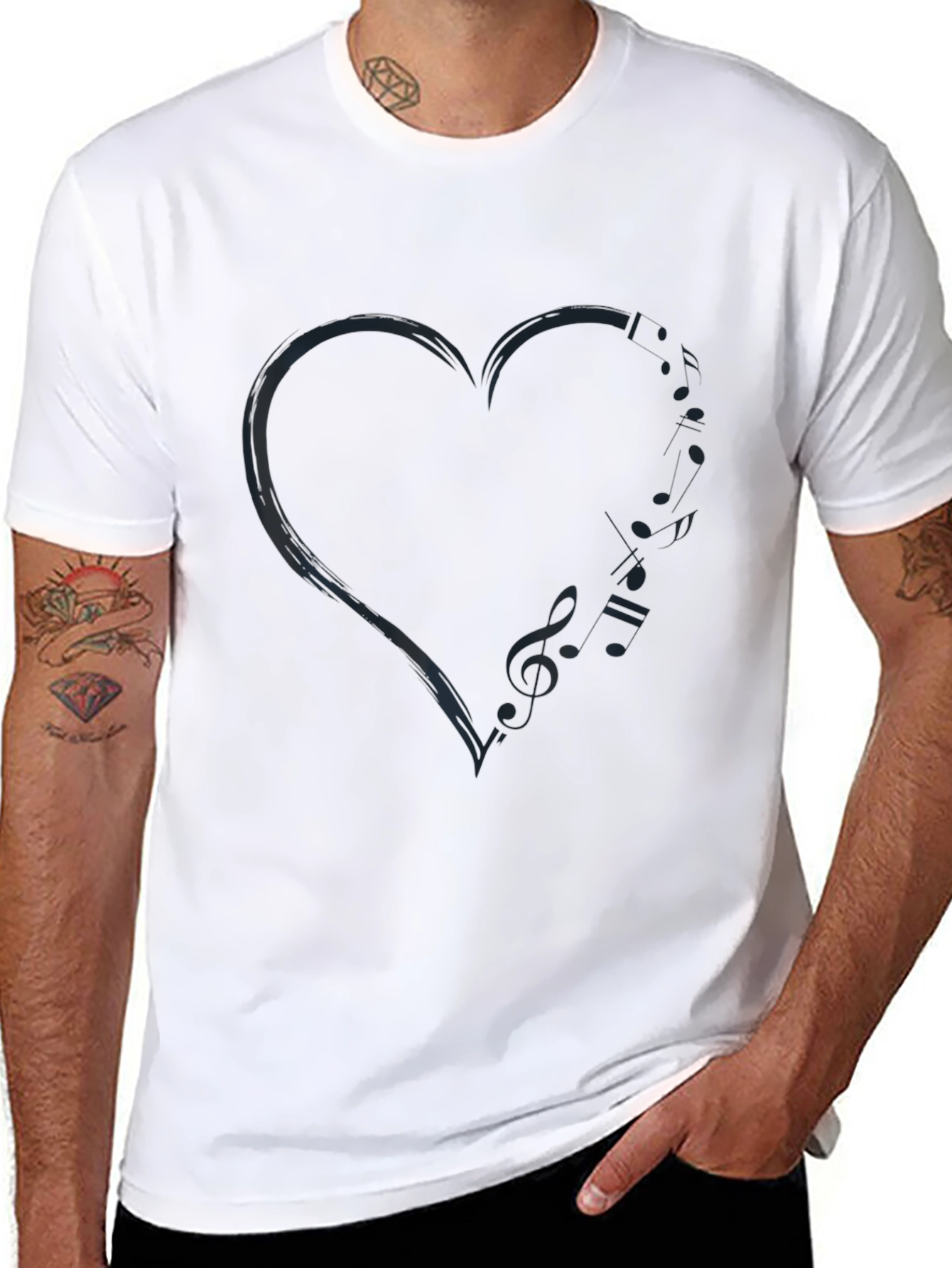 Heart Music Note T-Shirt - Stylish Mens Tee