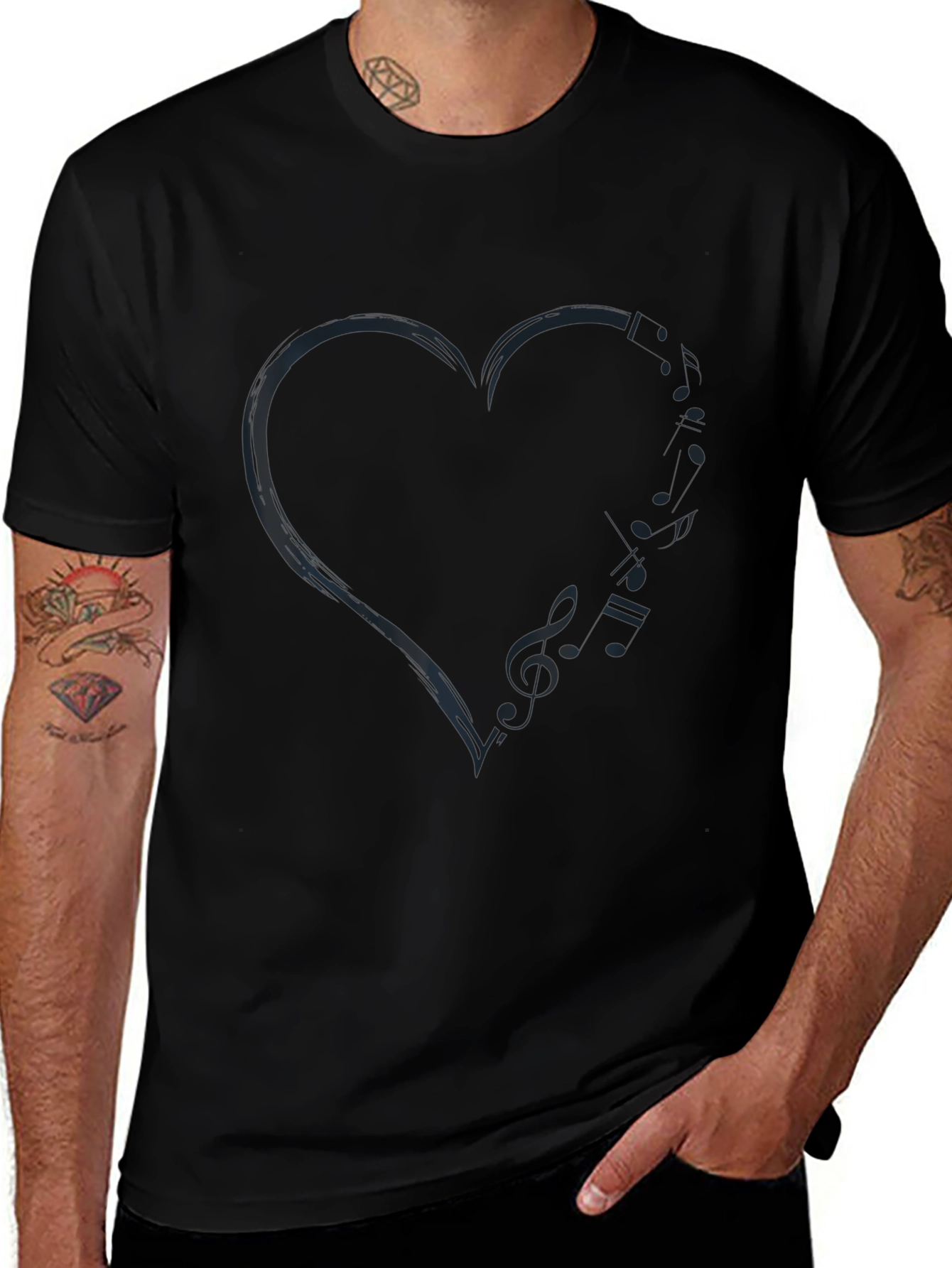Heart Music Note T-Shirt - Stylish Mens Tee