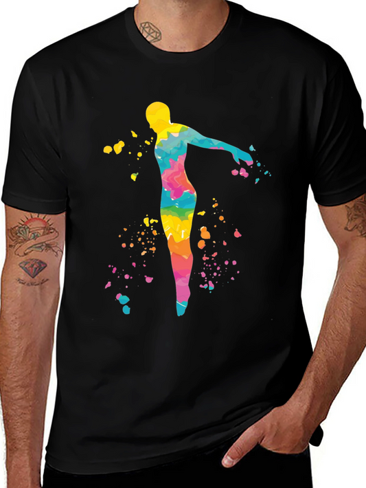 Colorful Dancer Graphic Black T-Shirt