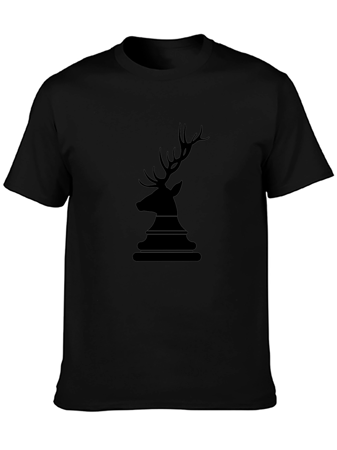 Mens Black Deer Head Graphic Tee