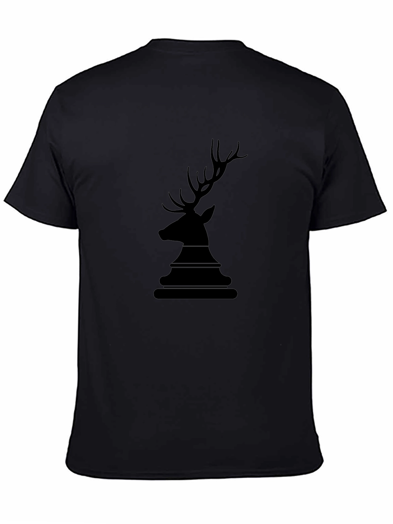 Mens Black Deer Head Graphic Tee