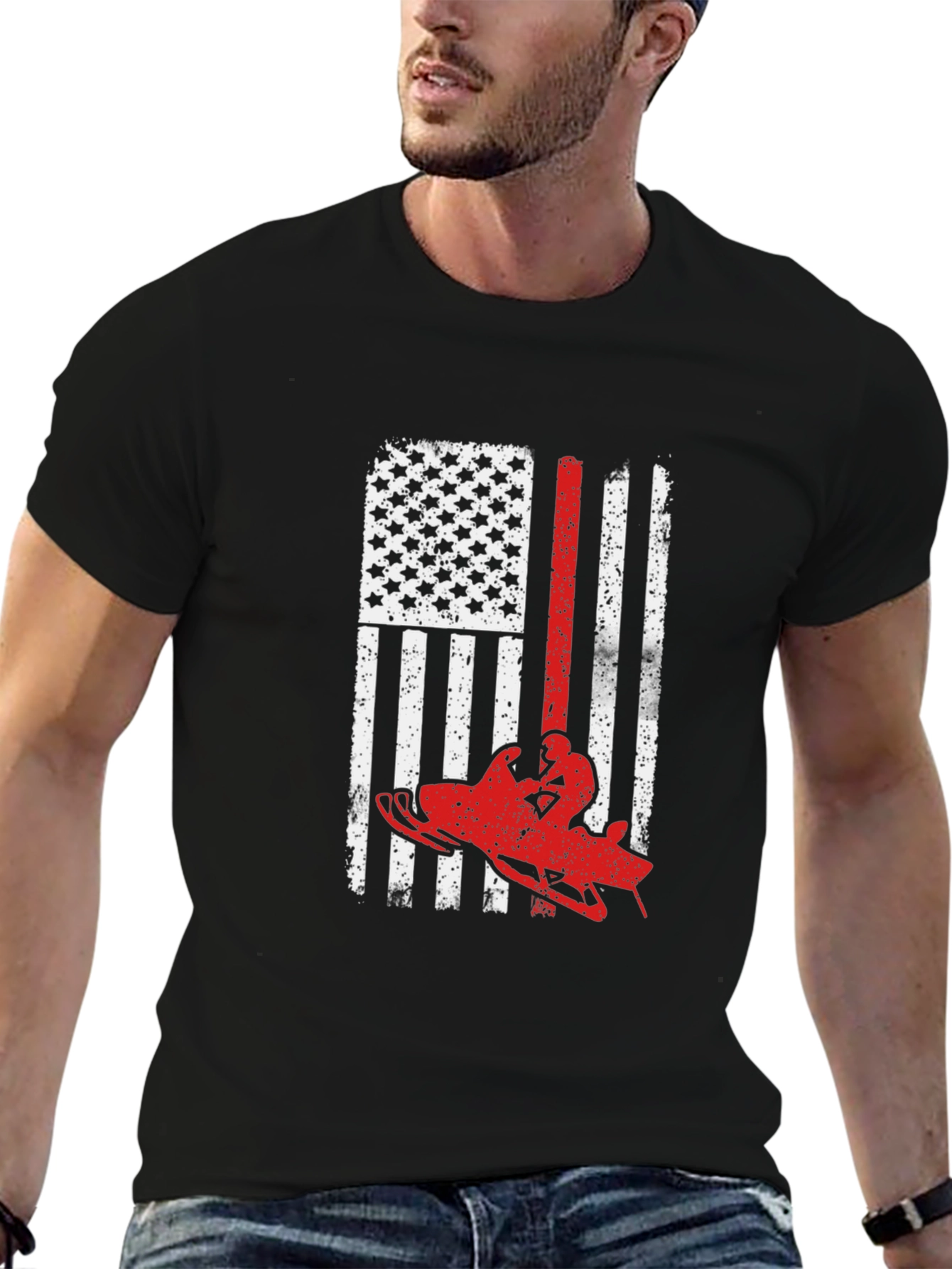 American Flag Snowmobile T-Shirt