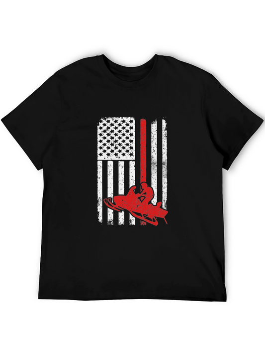 American Flag Snowmobile T-Shirt