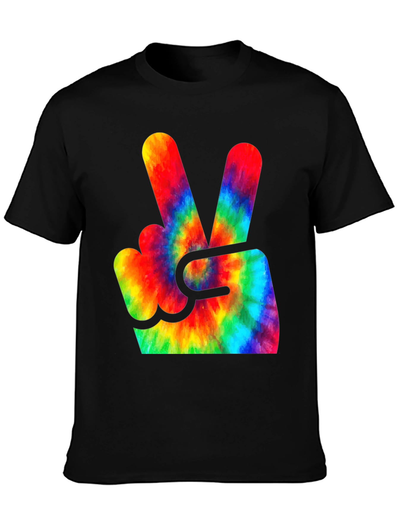 Tie Dye Peace Sign Graphic Tee - Black