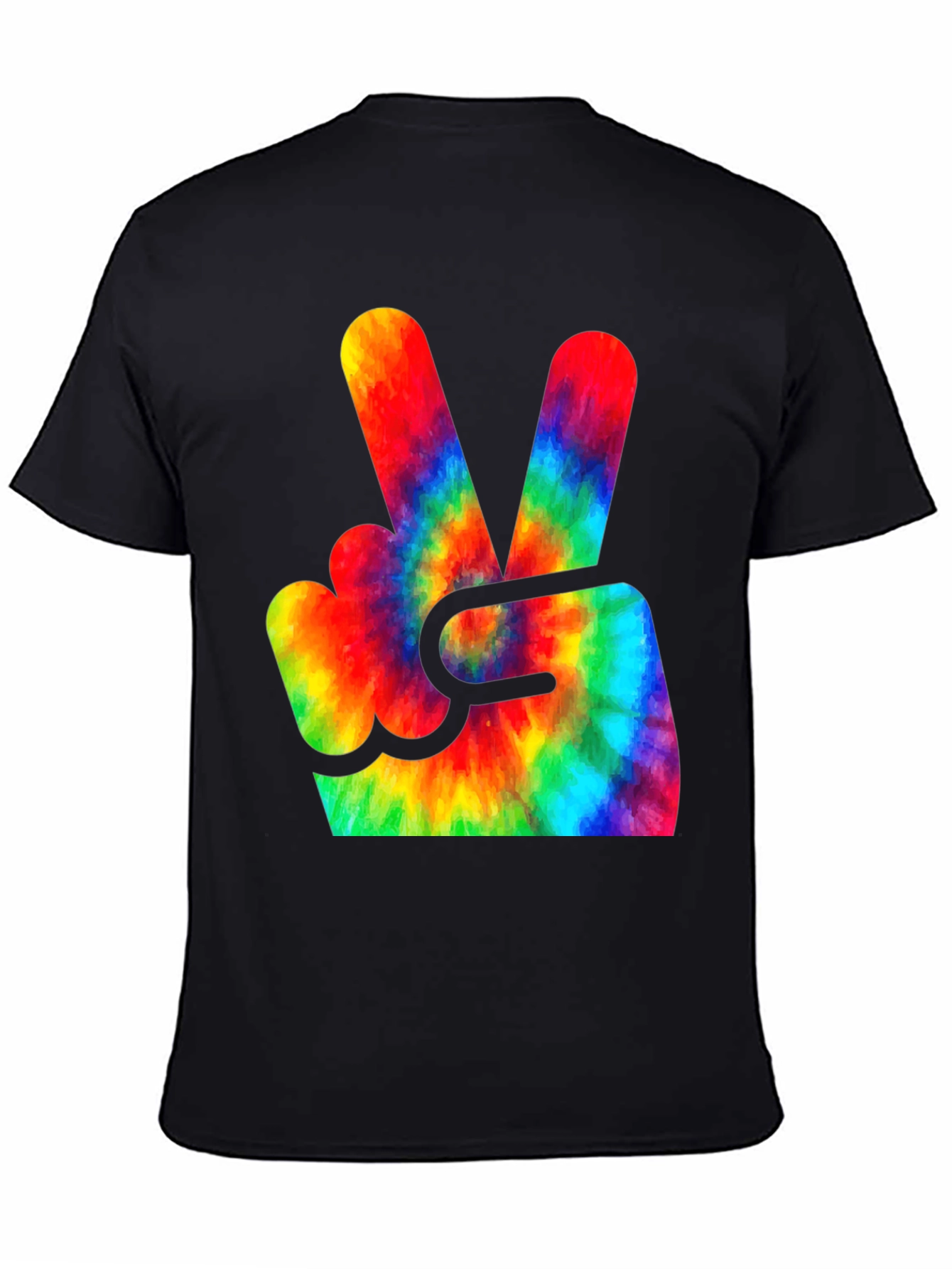 Tie Dye Peace Sign Graphic Tee - Black