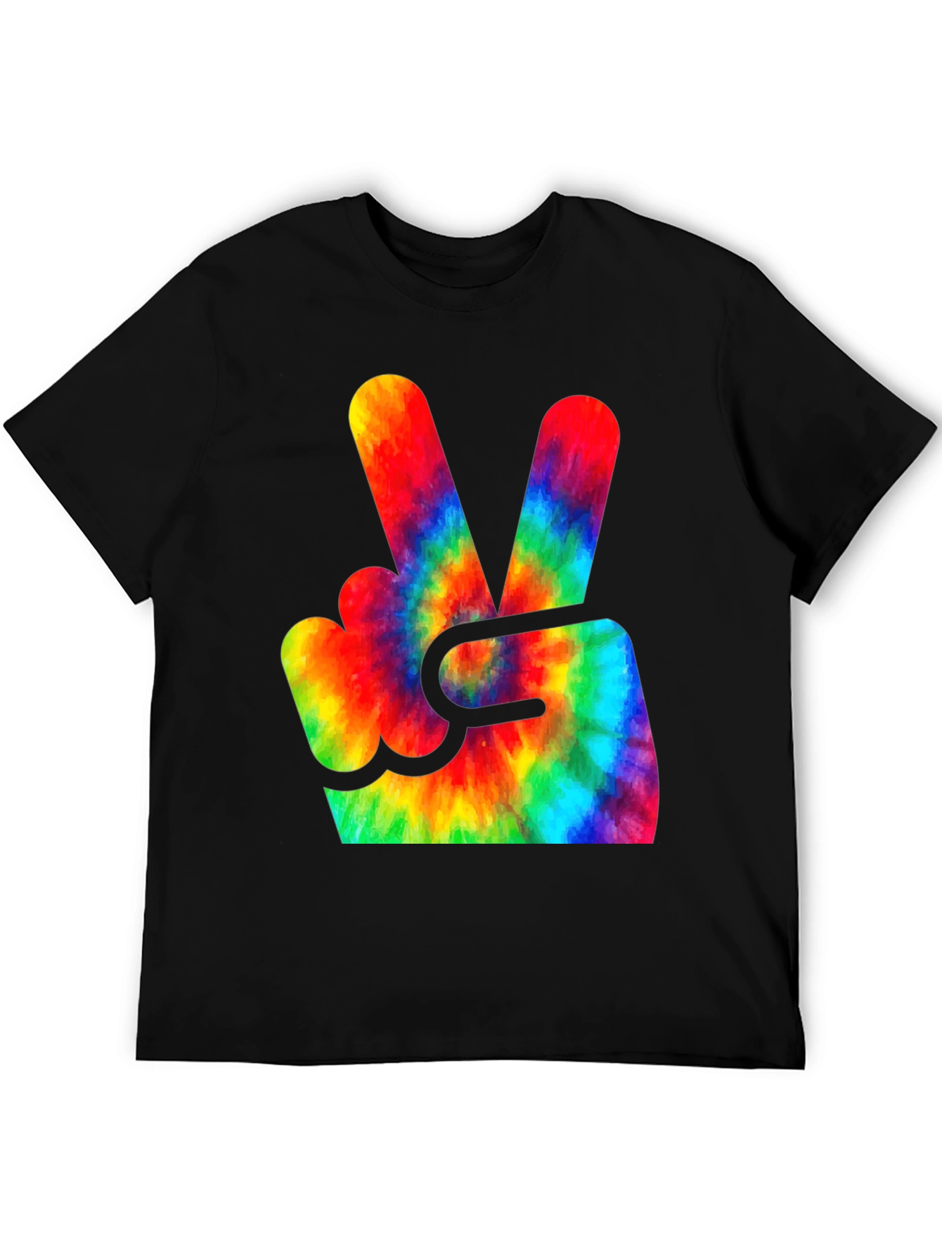 Tie Dye Peace Sign Graphic Tee - Black