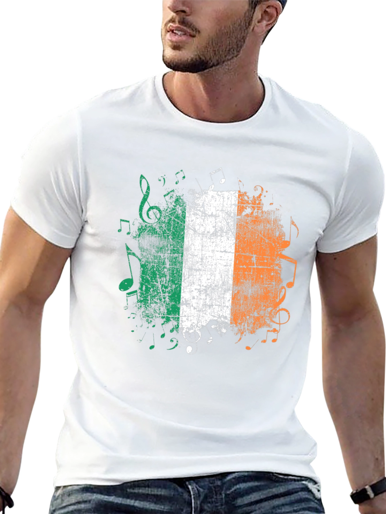 Irish Flag Music Notes Graphic Tee