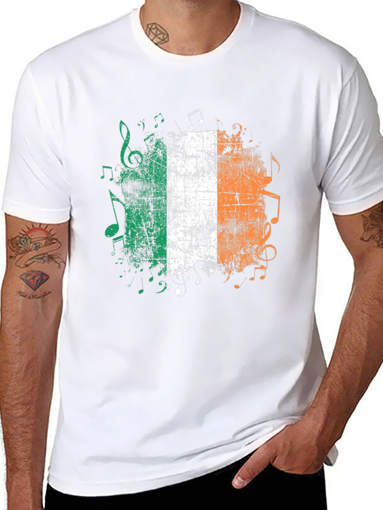 Irish Flag Music Notes Graphic Tee