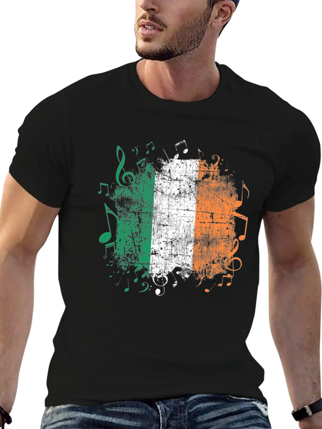 Irish Flag Music Notes Graphic Tee