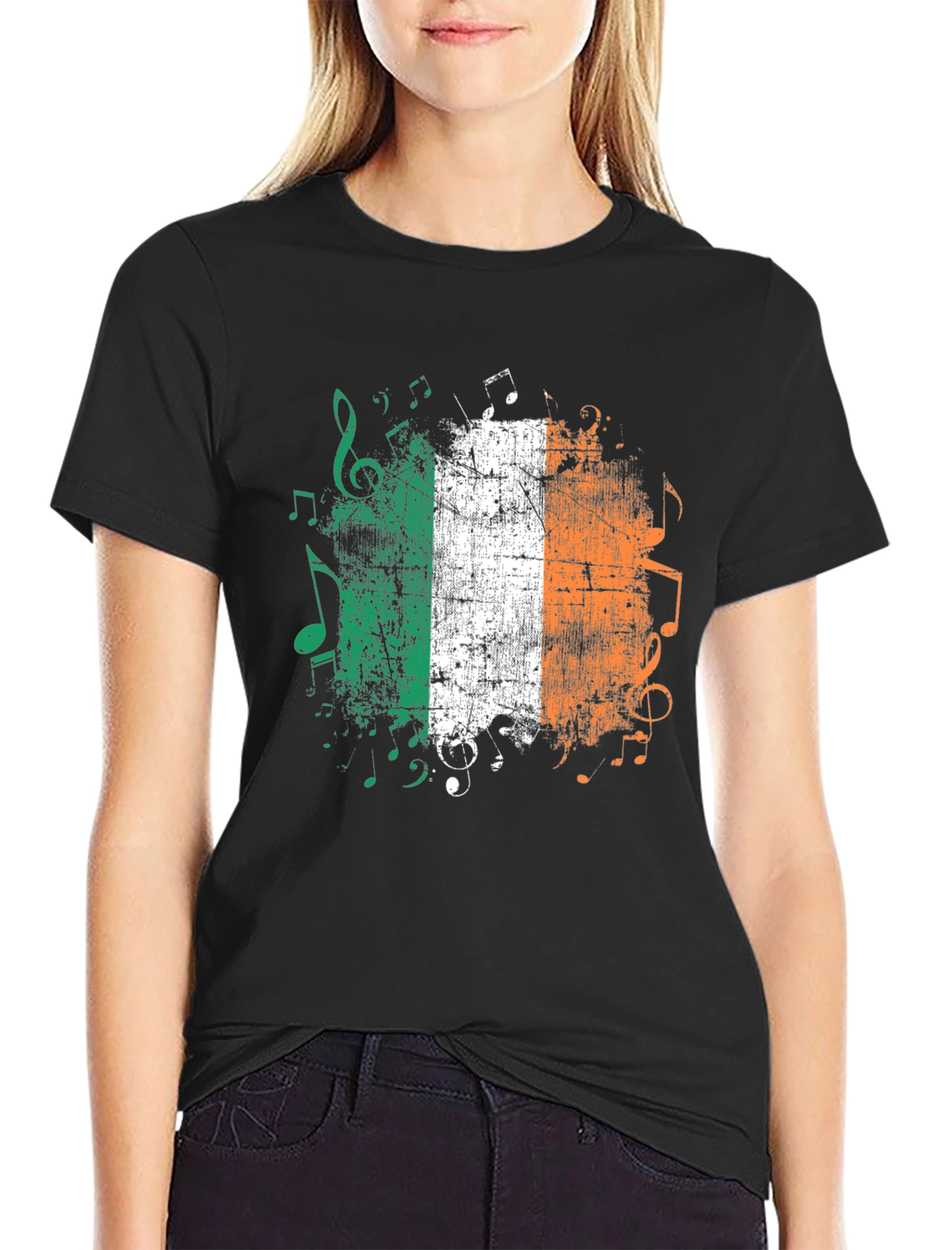 Irish Flag Music Notes Graphic Tee