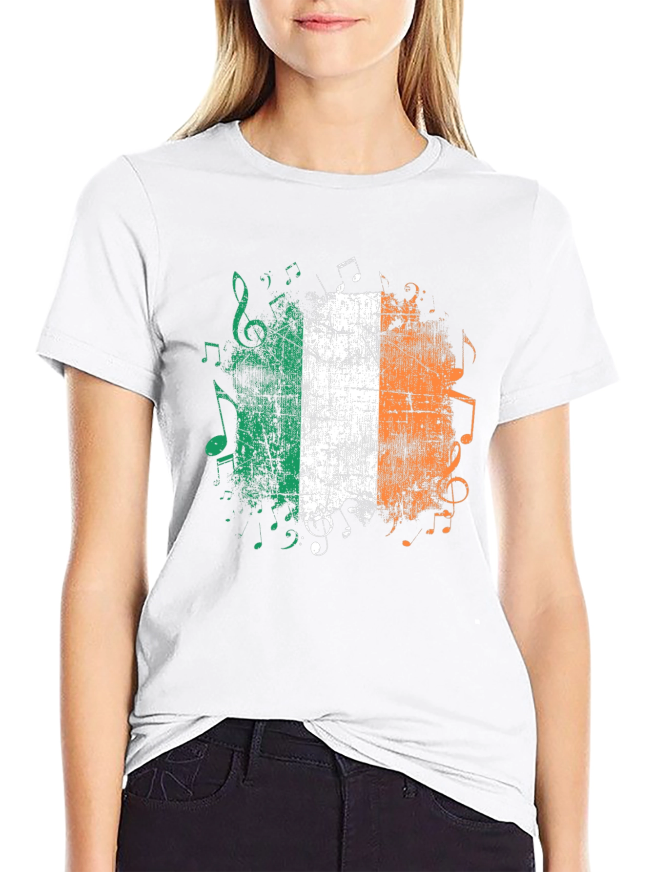 Irish Flag Music Notes Graphic Tee