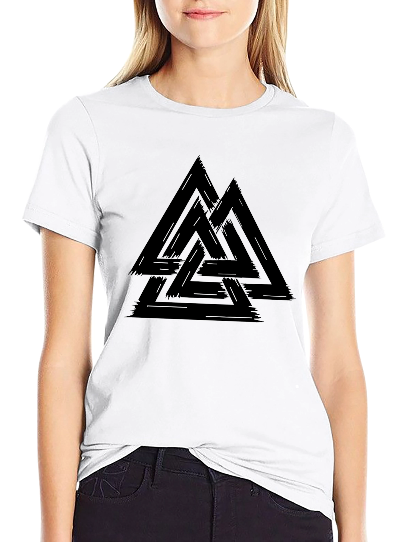 Valknut Symbol Graphic Tee - Viking Style Black T-Shirt