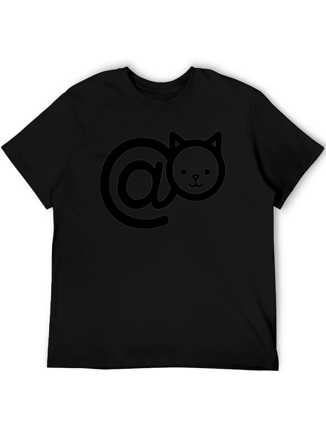 Cat-At-Symbol Graphic Tee - Black Cotton