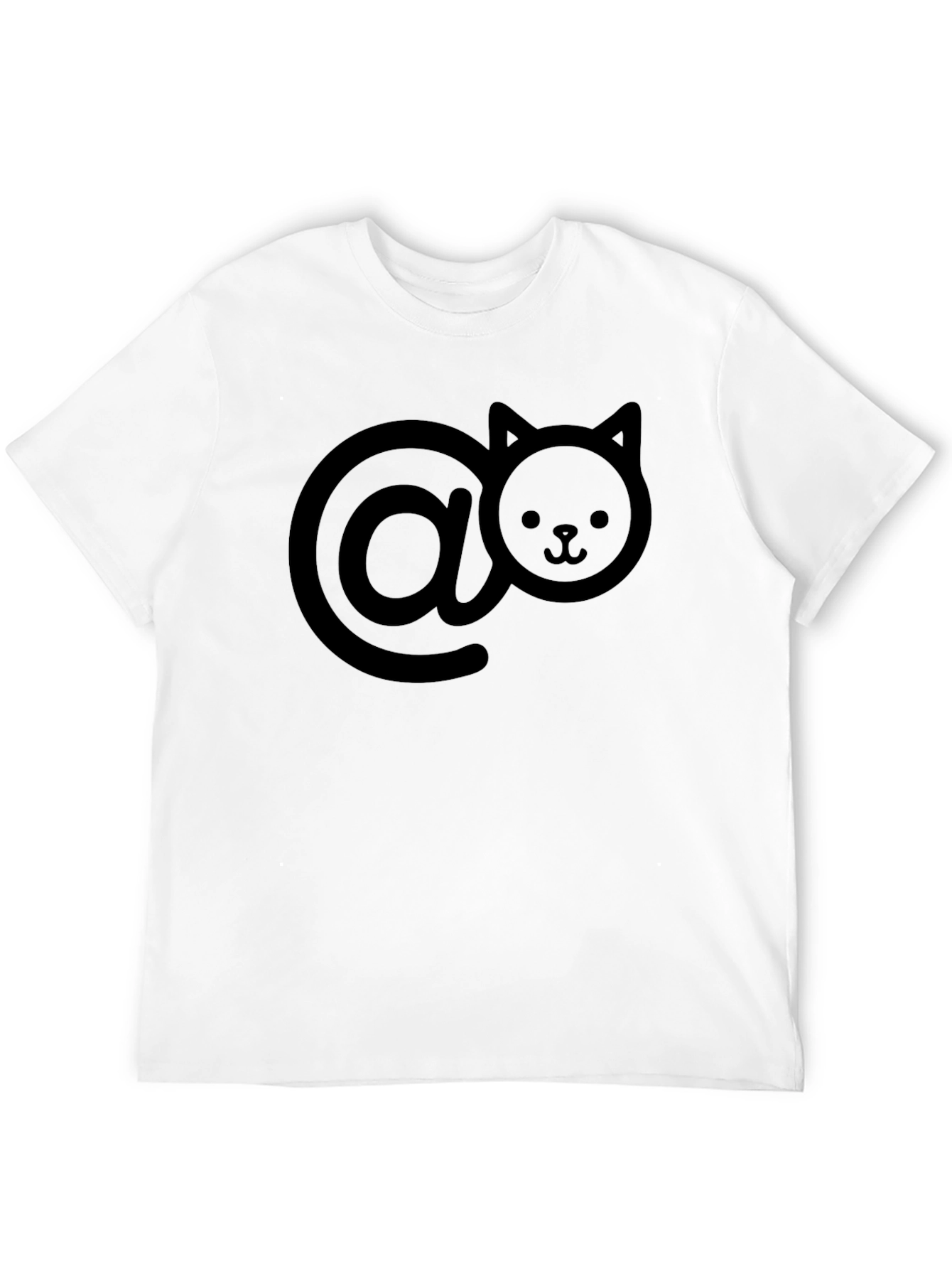 Cat-At-Symbol Graphic Tee - Black Cotton