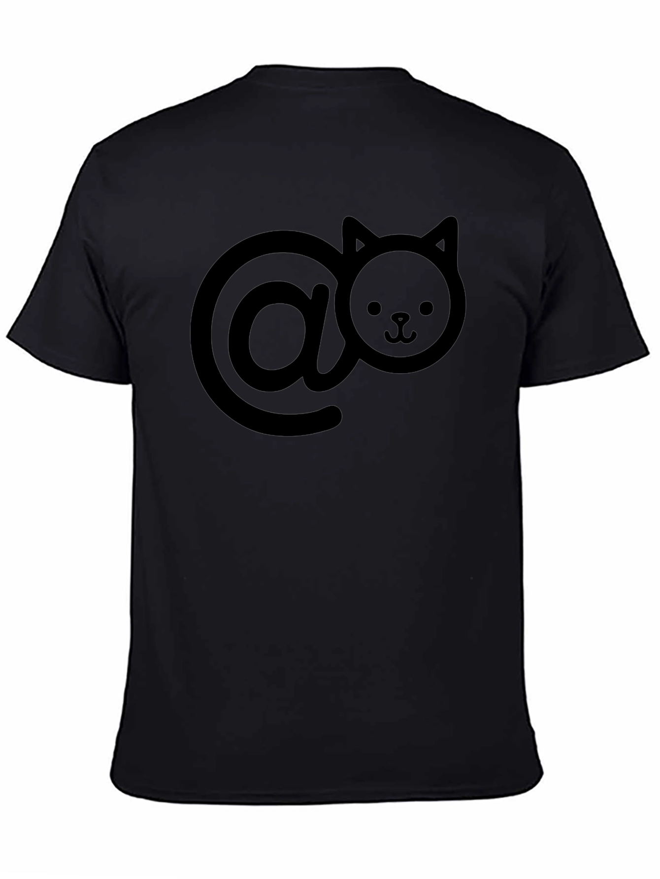 Cat-At-Symbol Graphic Tee - Black Cotton