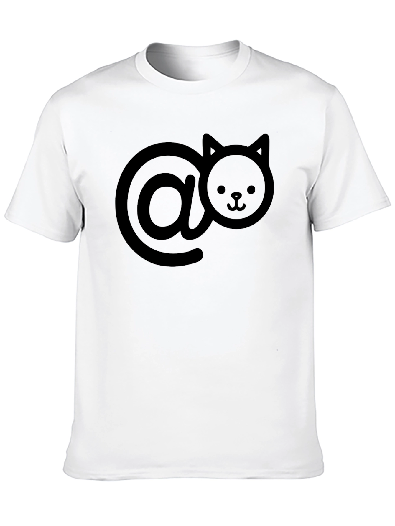 Cat-At-Symbol Graphic Tee - Black Cotton