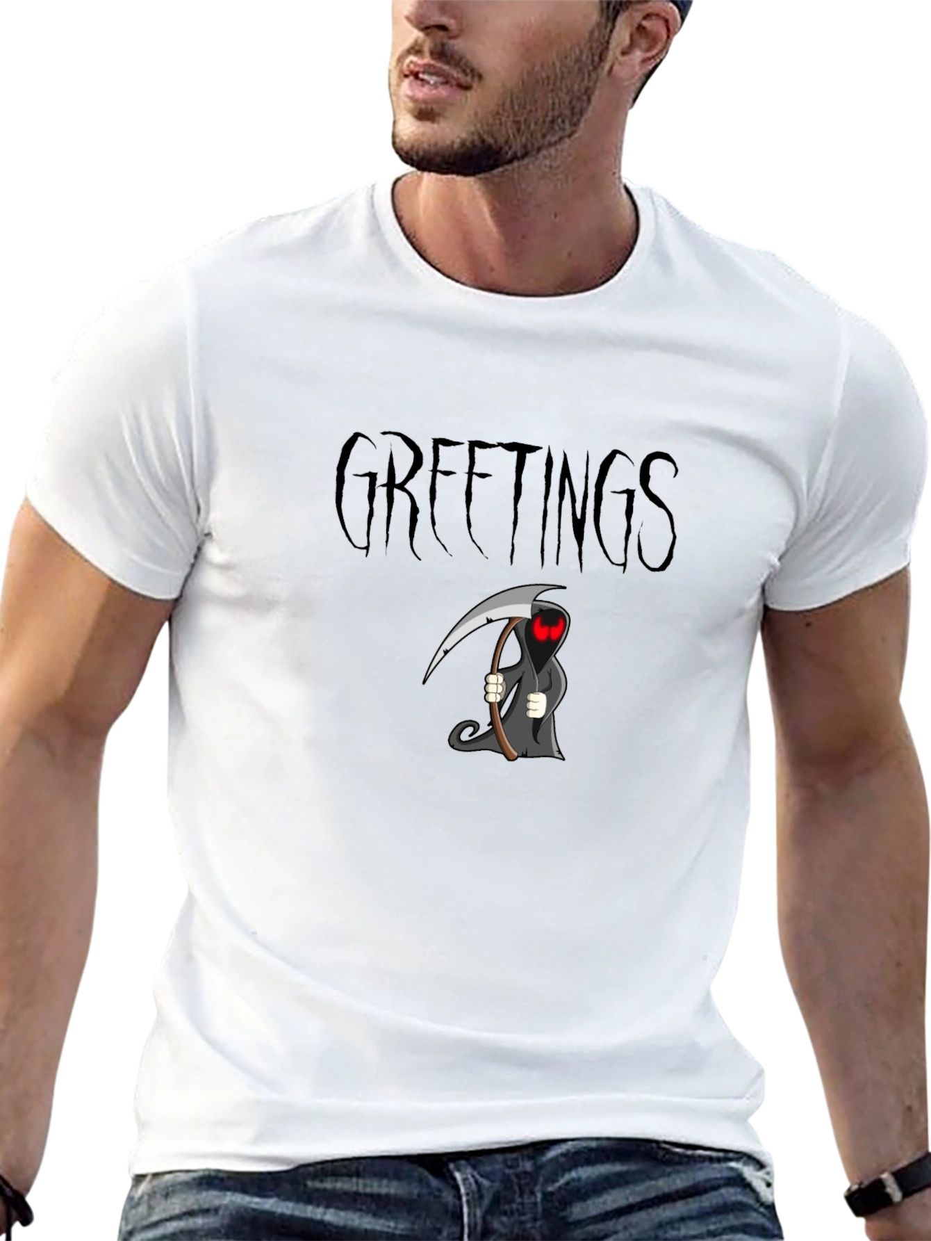 Grim Reaper Greetings Black T-Shirt