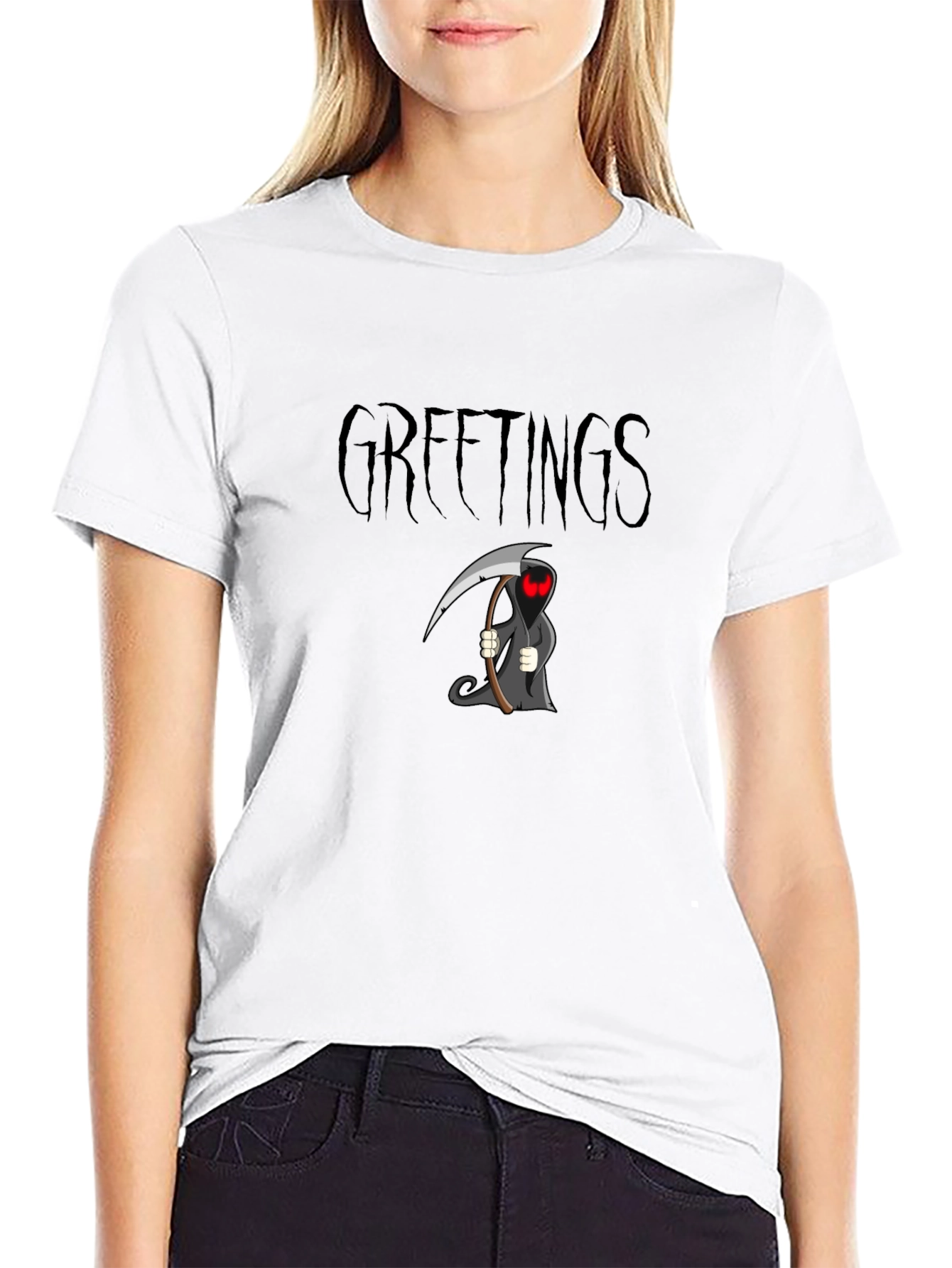 Grim Reaper Greetings Black T-Shirt