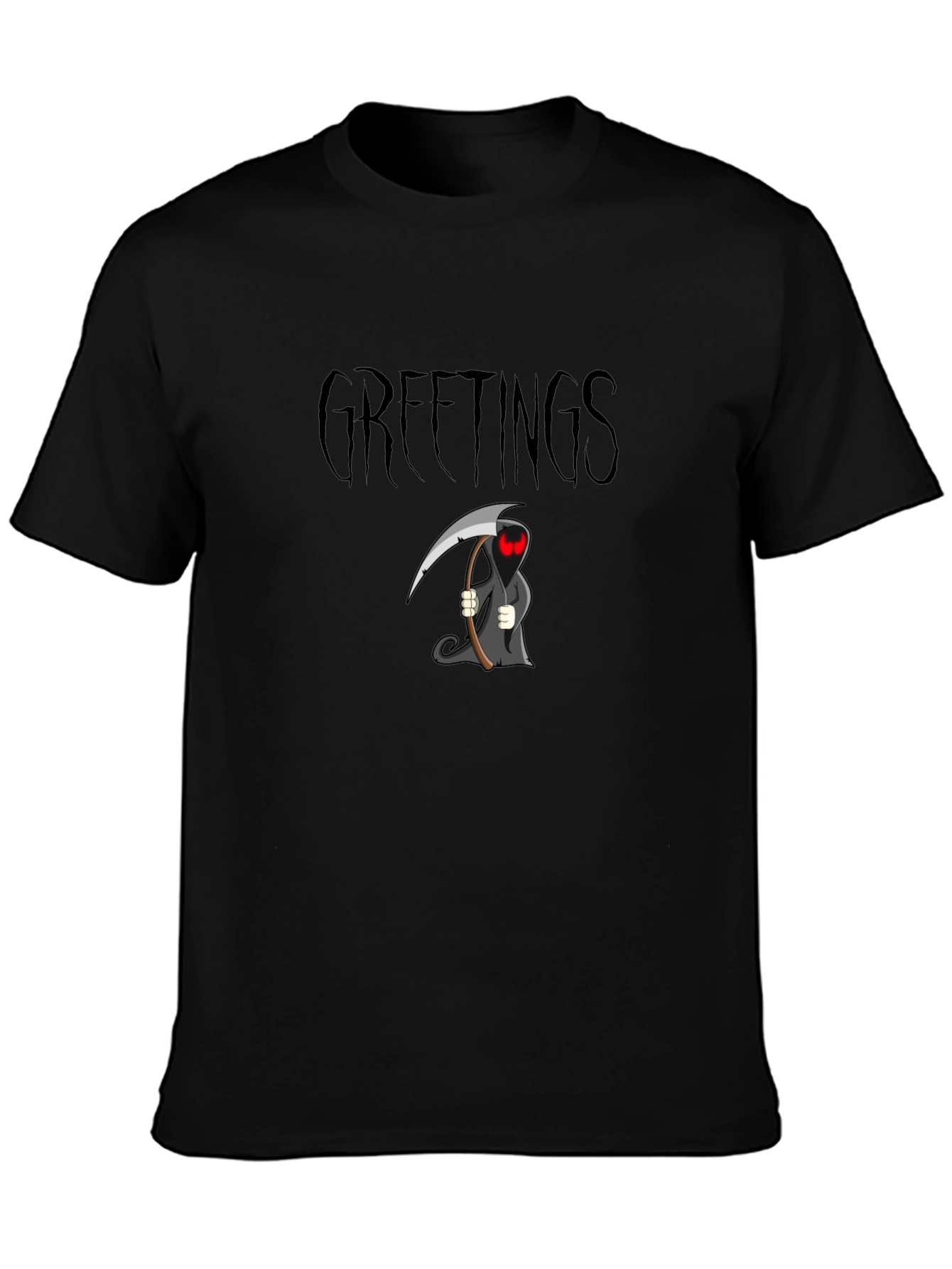 Grim Reaper Greetings Black T-Shirt