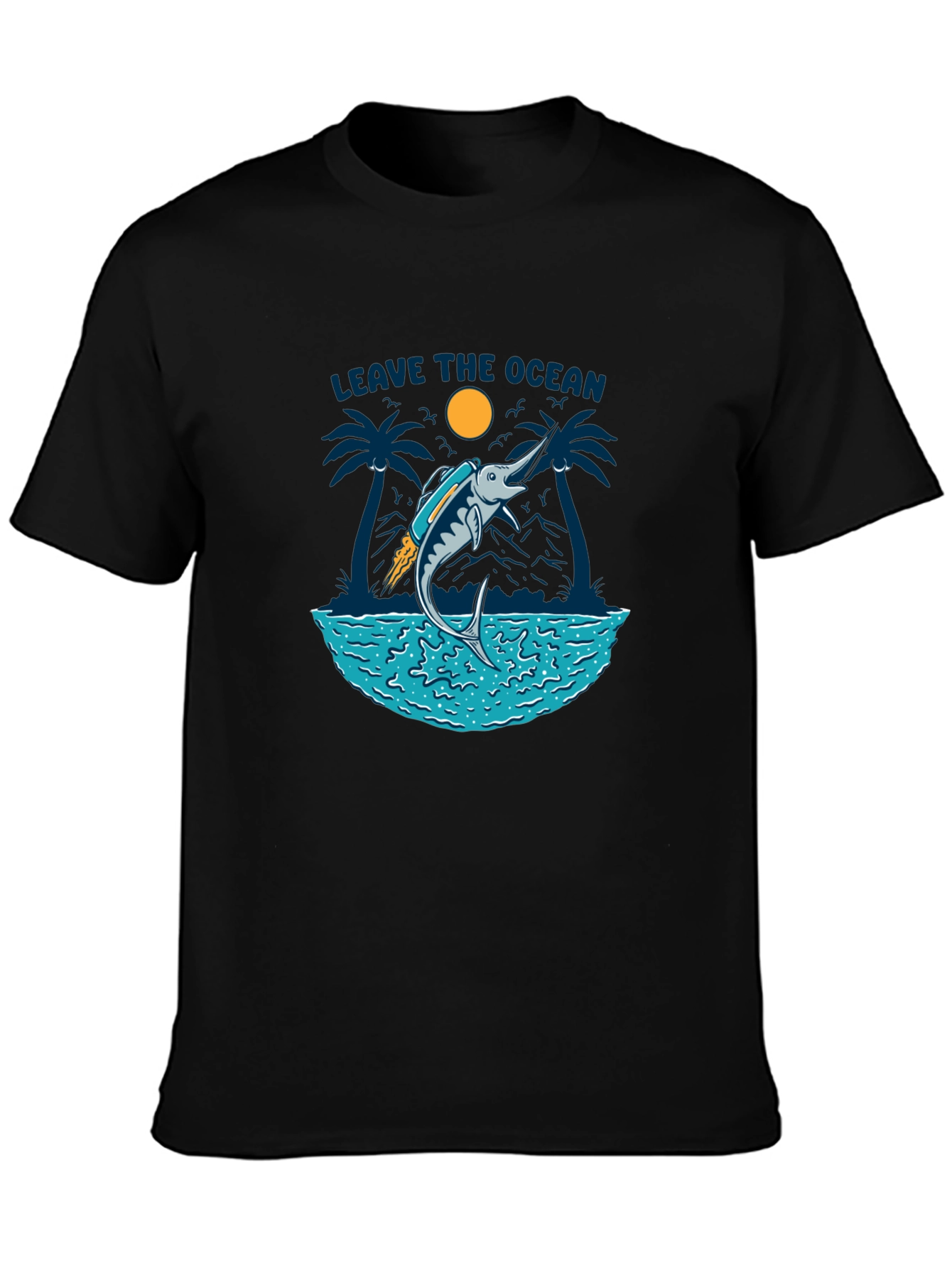 Leave the Ocean Graphic Tee - Black Casual T-Shirt