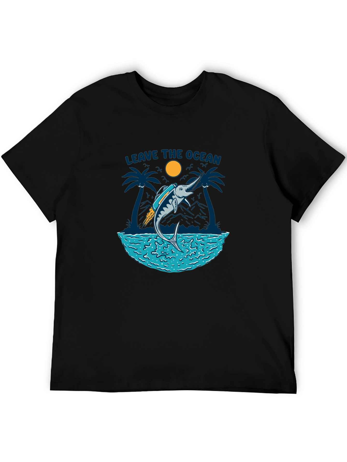 Leave the Ocean Graphic Tee - Black Casual T-Shirt