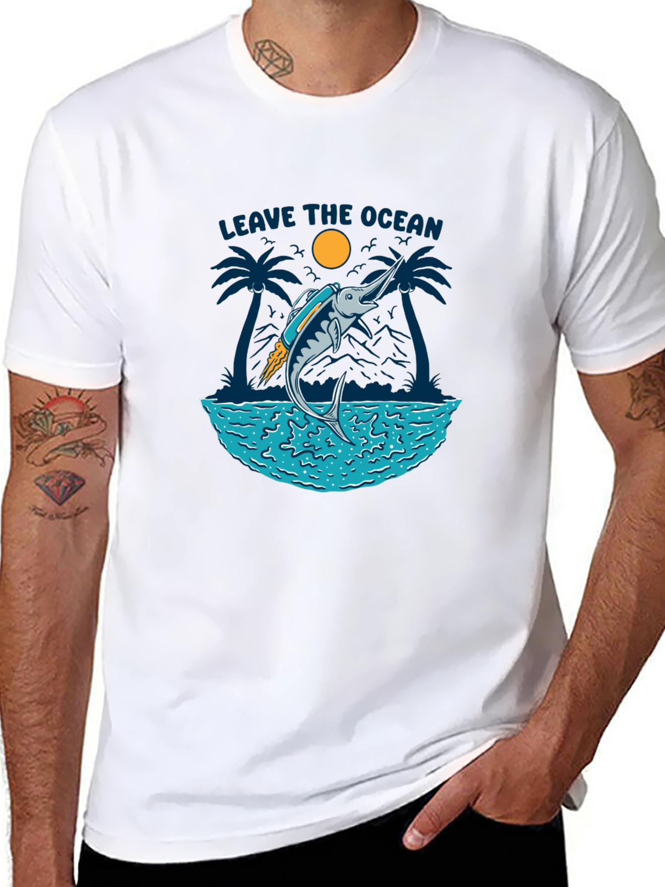 Leave the Ocean Graphic Tee - Black Casual T-Shirt