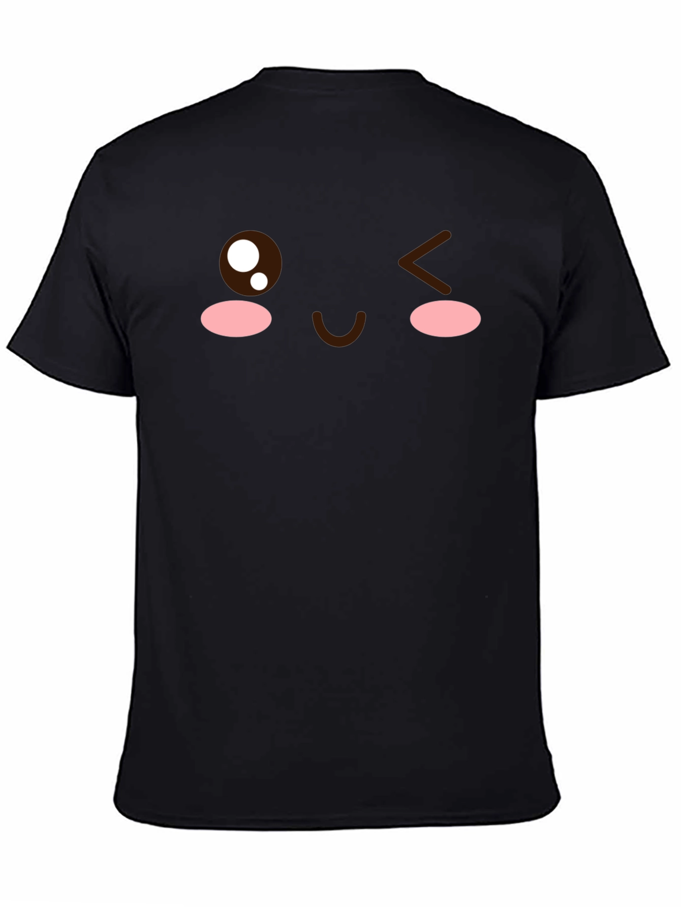 Winking Face Graphic Tee - Black Cotton T-Shirt