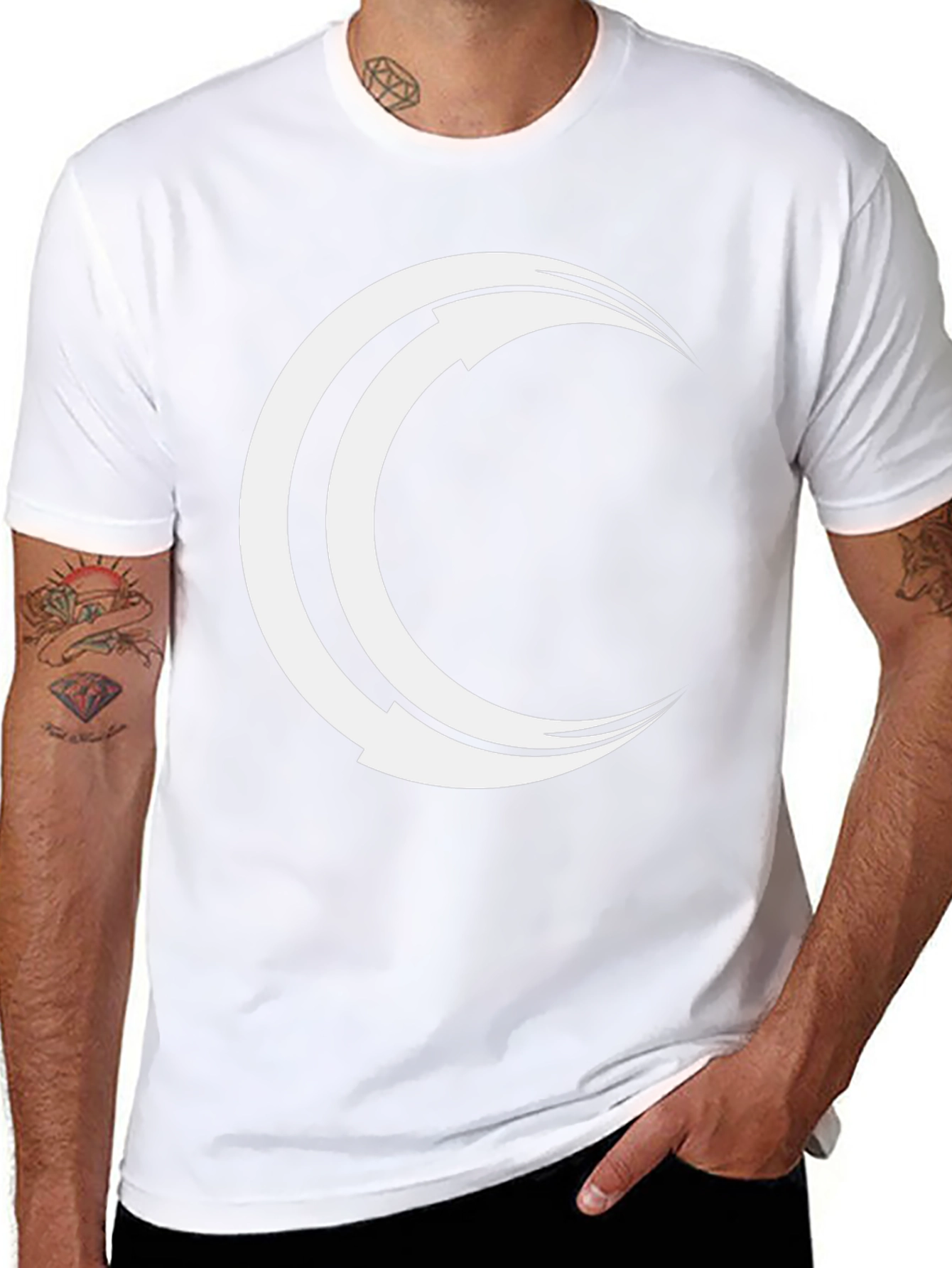 Mens Black Tee with Crescent Arrow Design