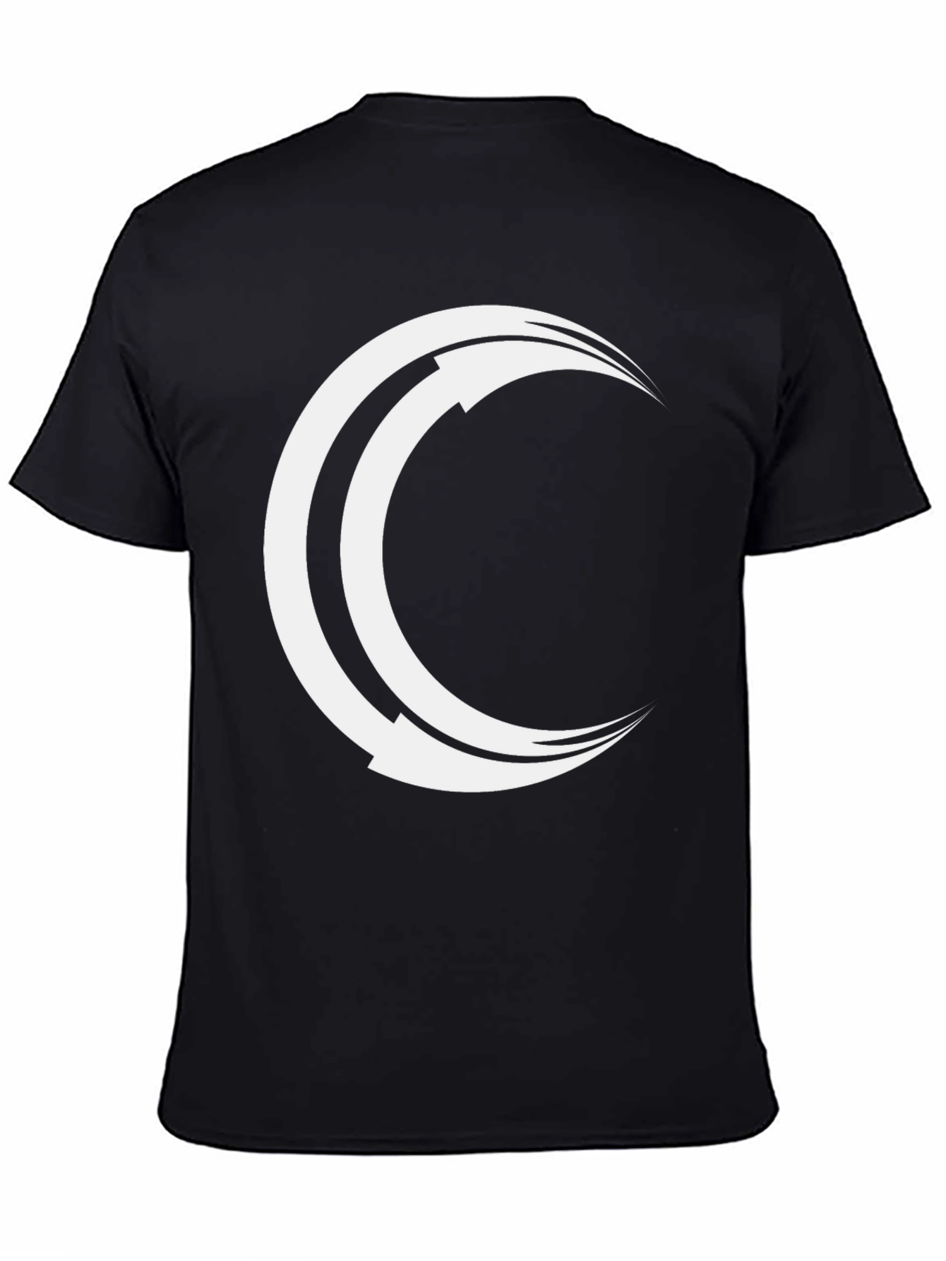 Mens Black Tee with Crescent Arrow Design