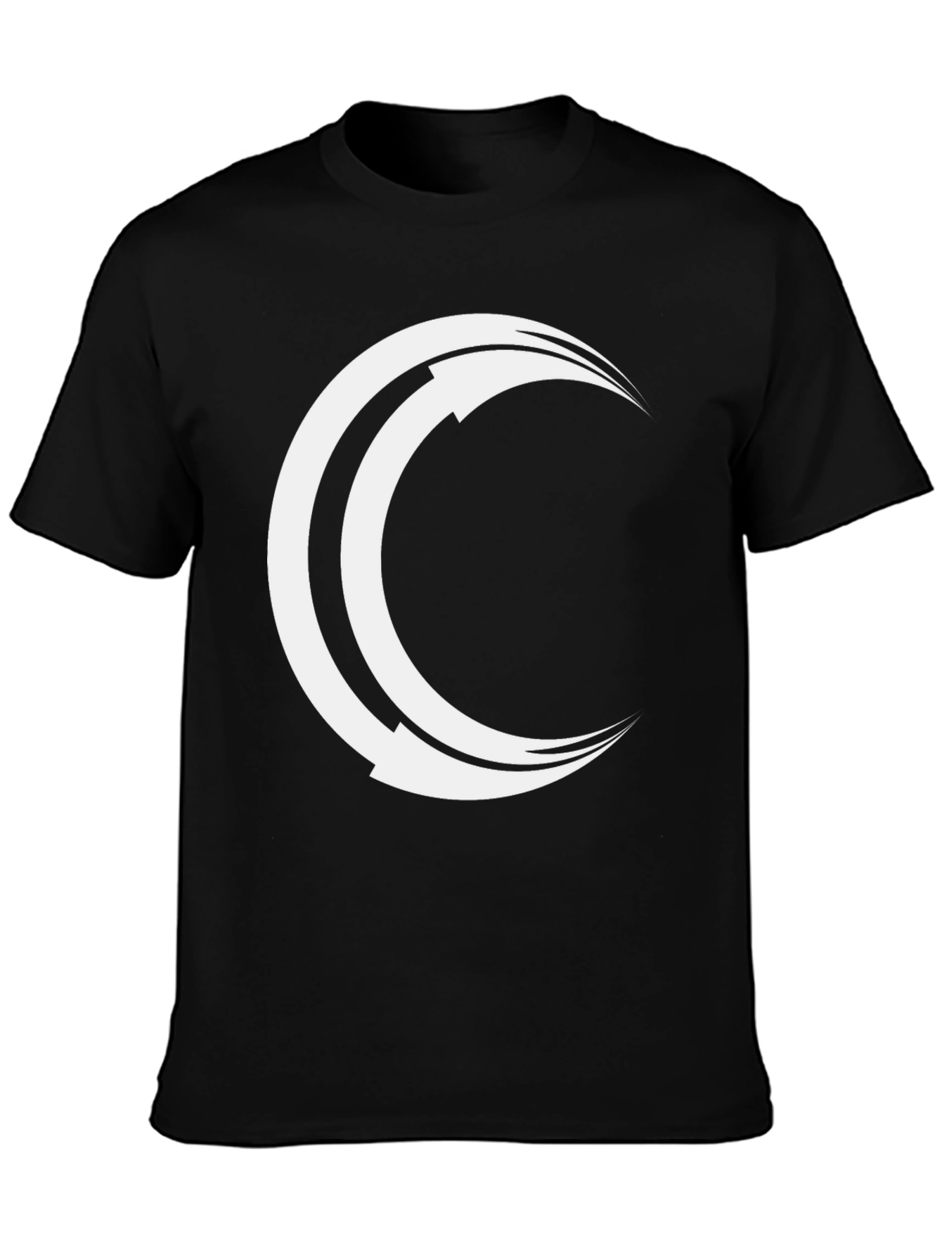 Mens Black Tee with Crescent Arrow Design