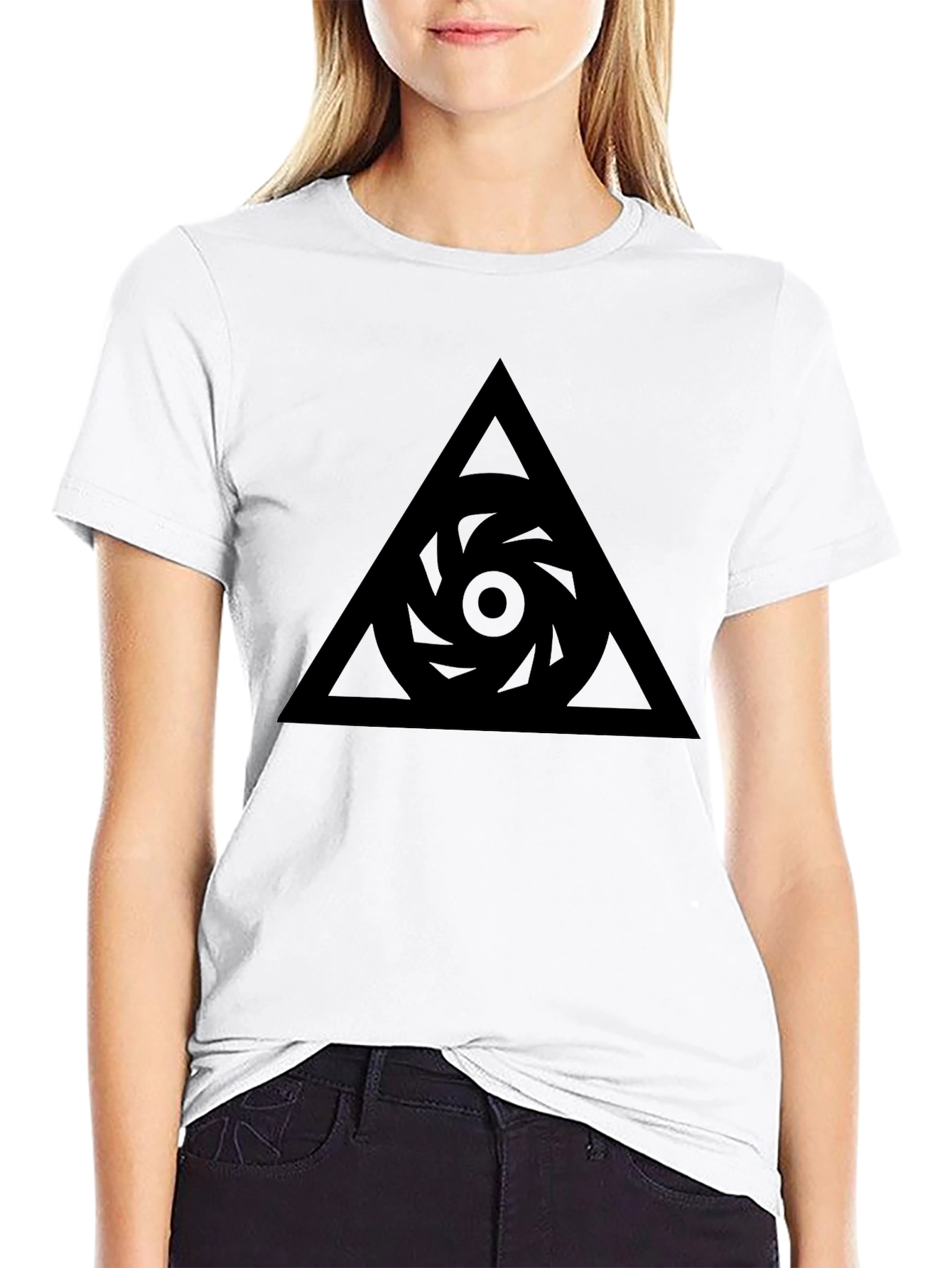 Abstract Triangle Symbol Black T-Shirt