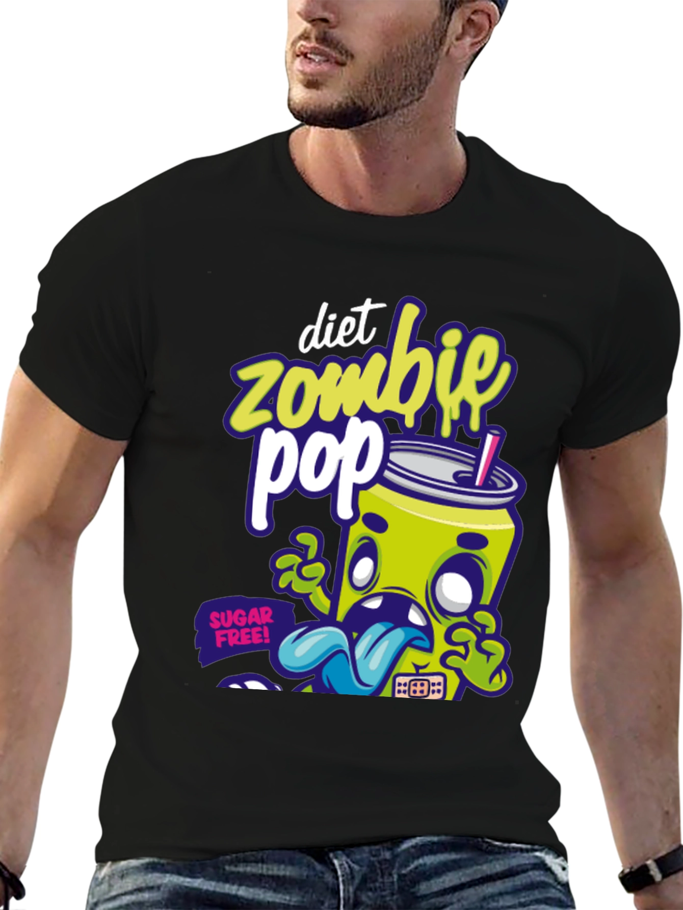 Diet Zombie Pop Graphic T-Shirt - Black