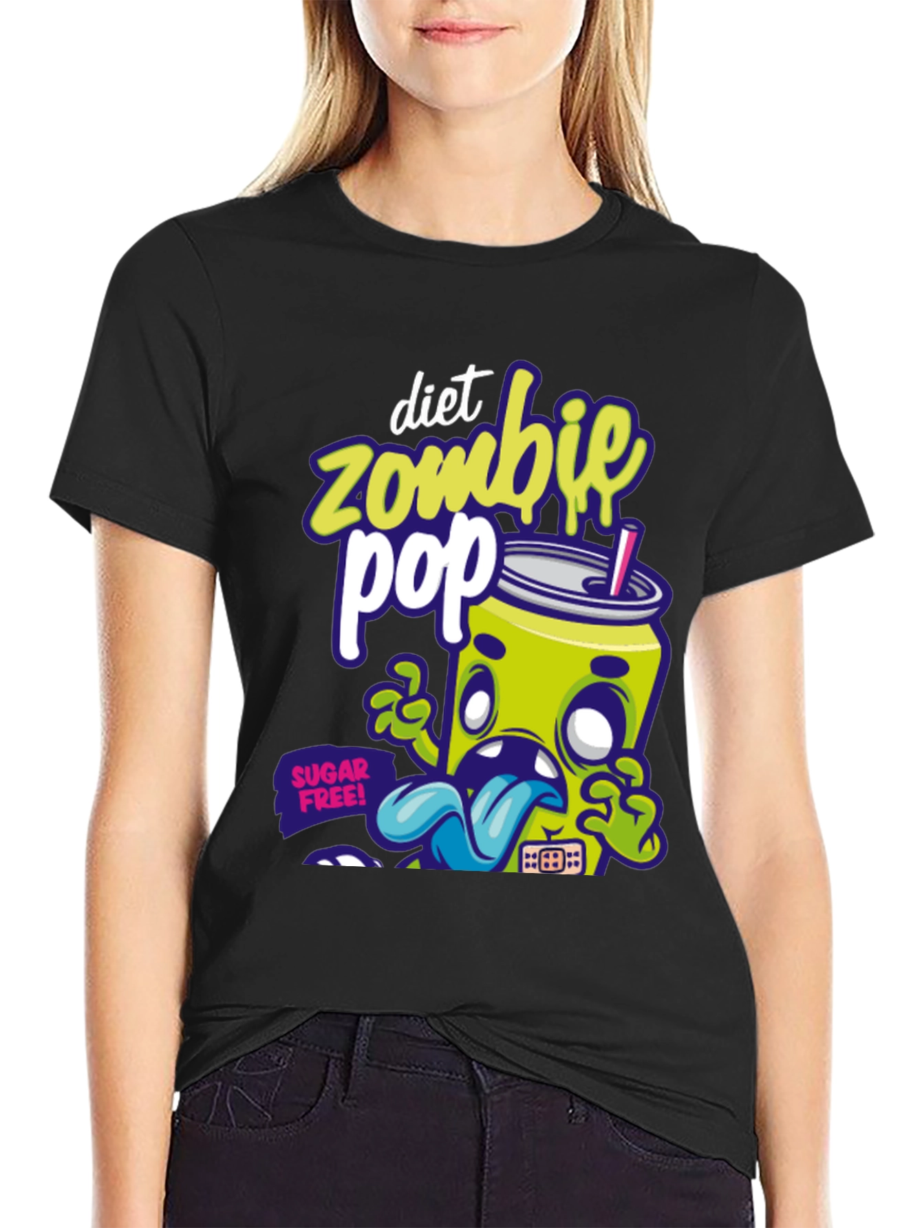 Diet Zombie Pop Graphic T-Shirt - Black