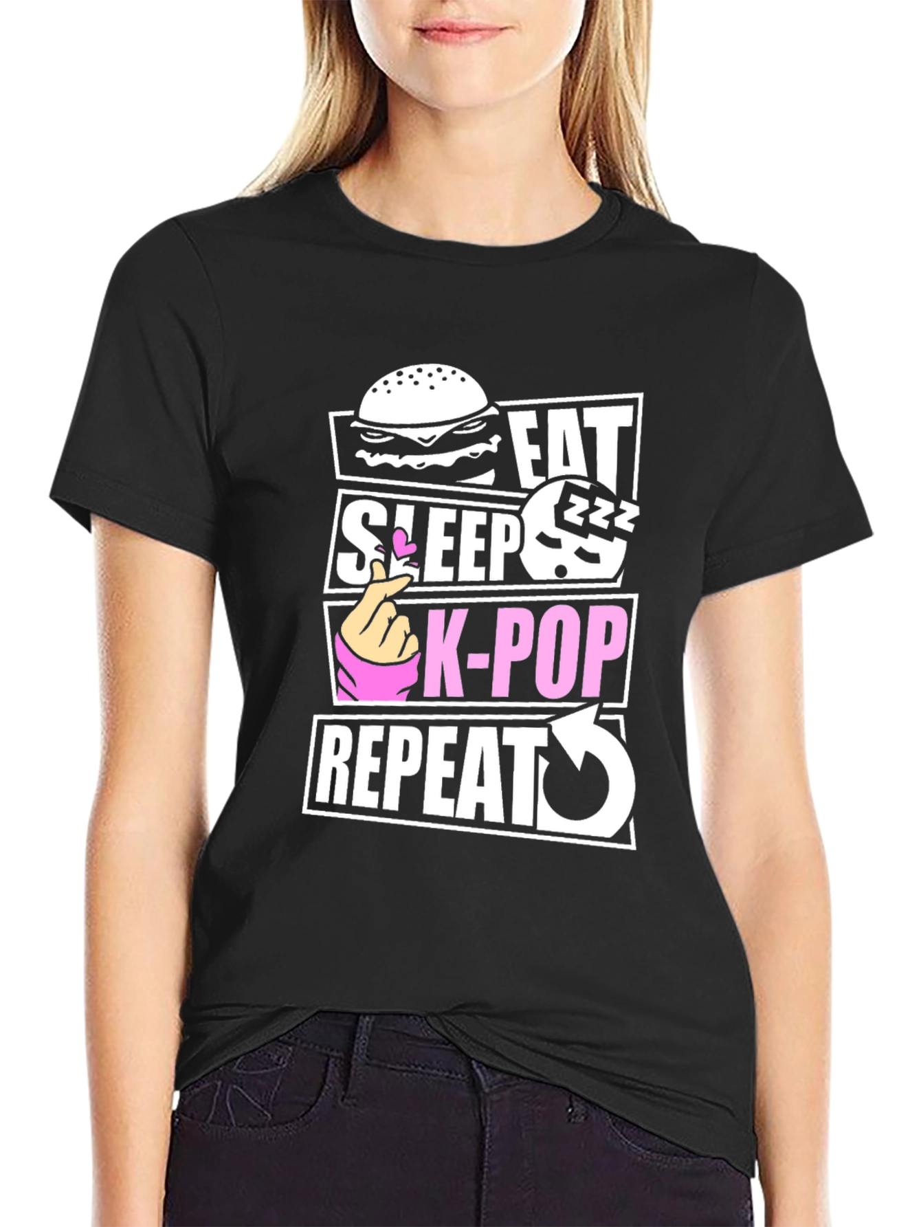 Eat Sleep K-Pop Repeat Graphic Tee