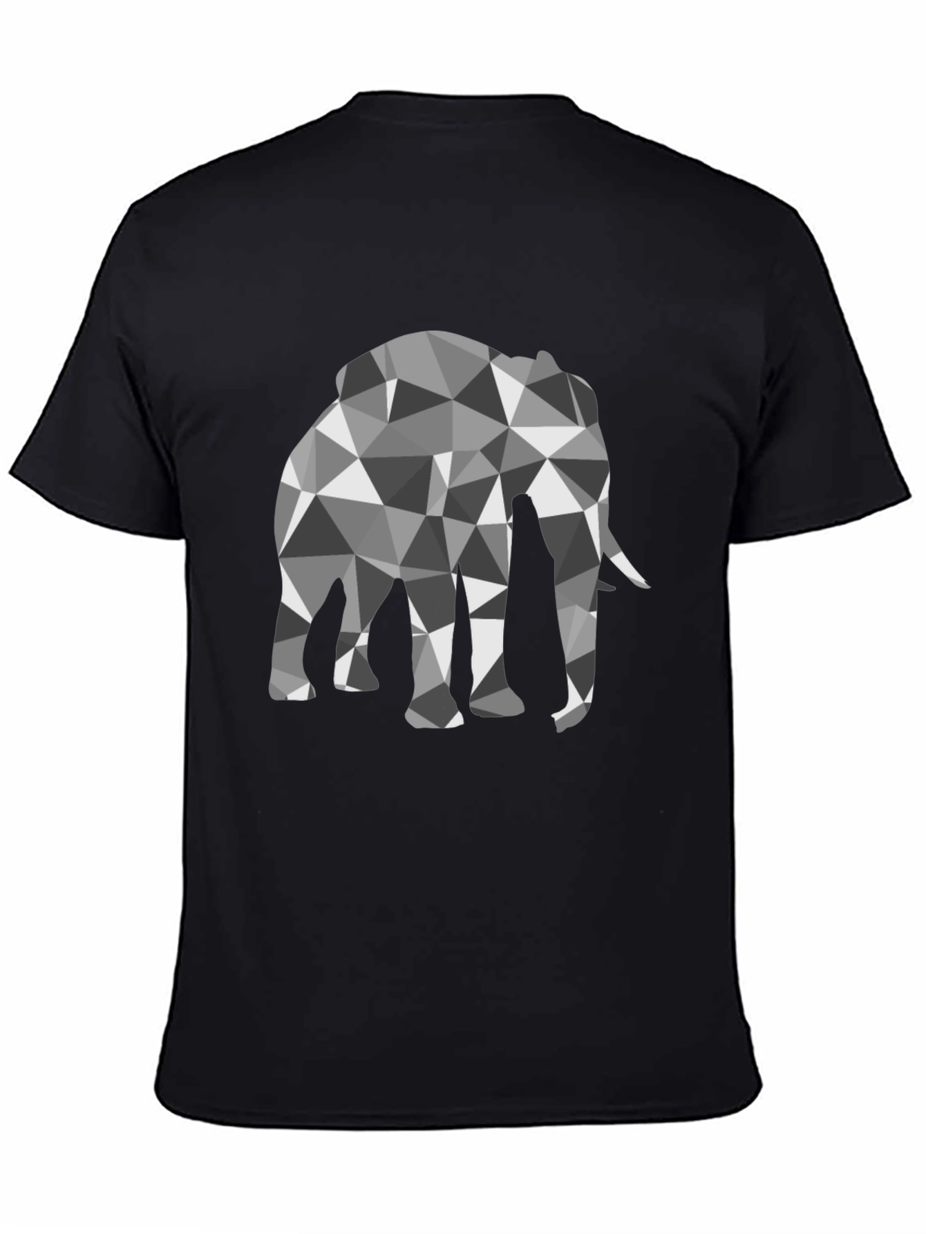 Geometric Elephant Graphic Black T-Shirt