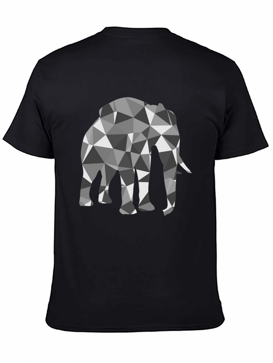 Geometric Elephant Graphic Black T-Shirt