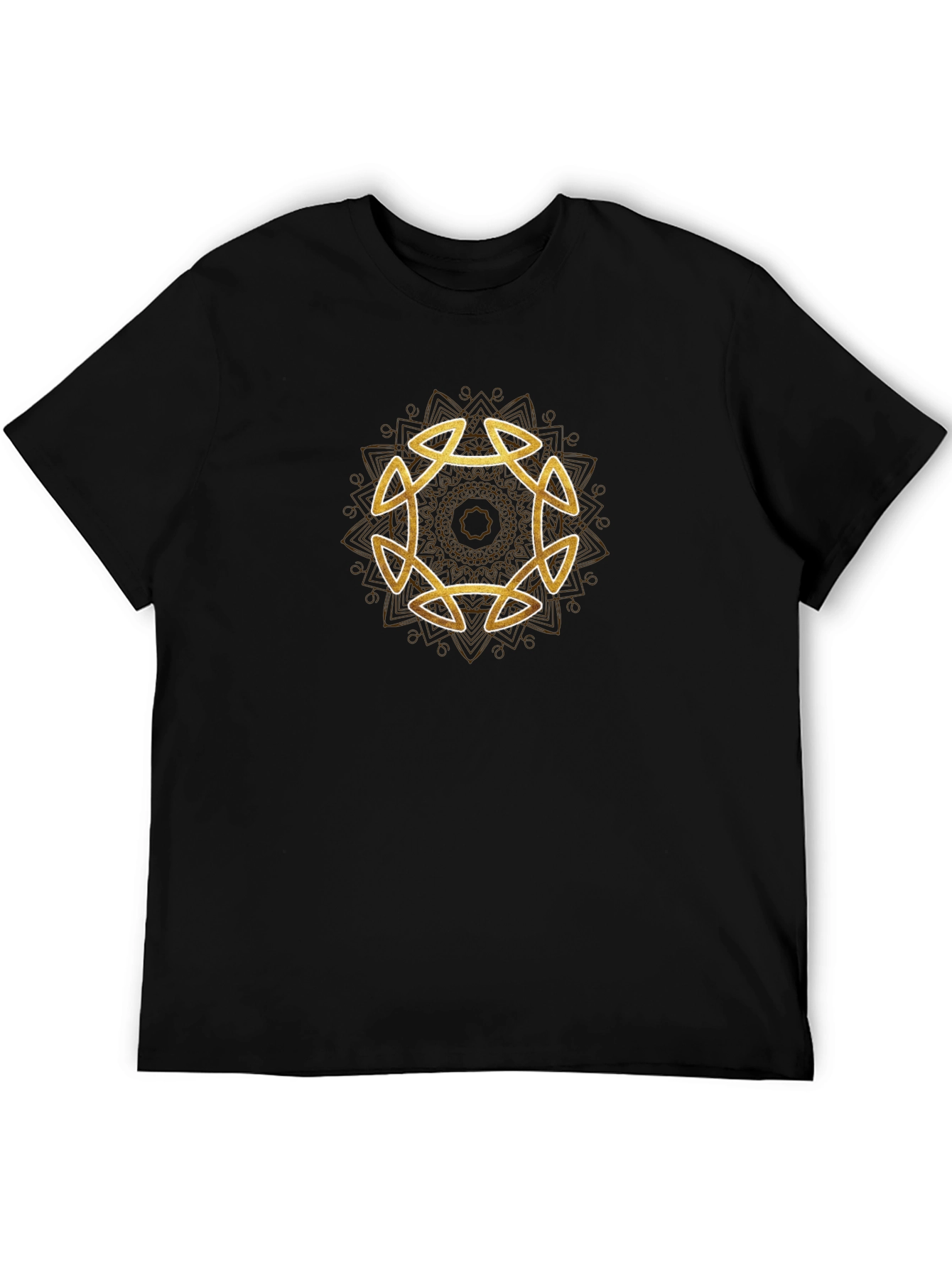 Golden Celtic Knot Design Black T-Shirt