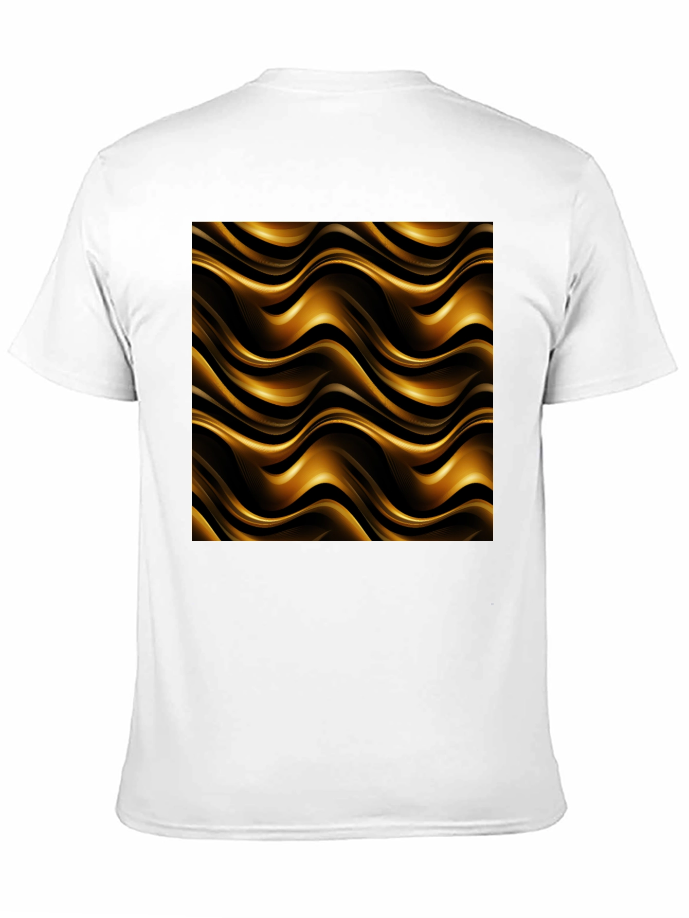 Elegant Black Tee with Gold Wave Pattern