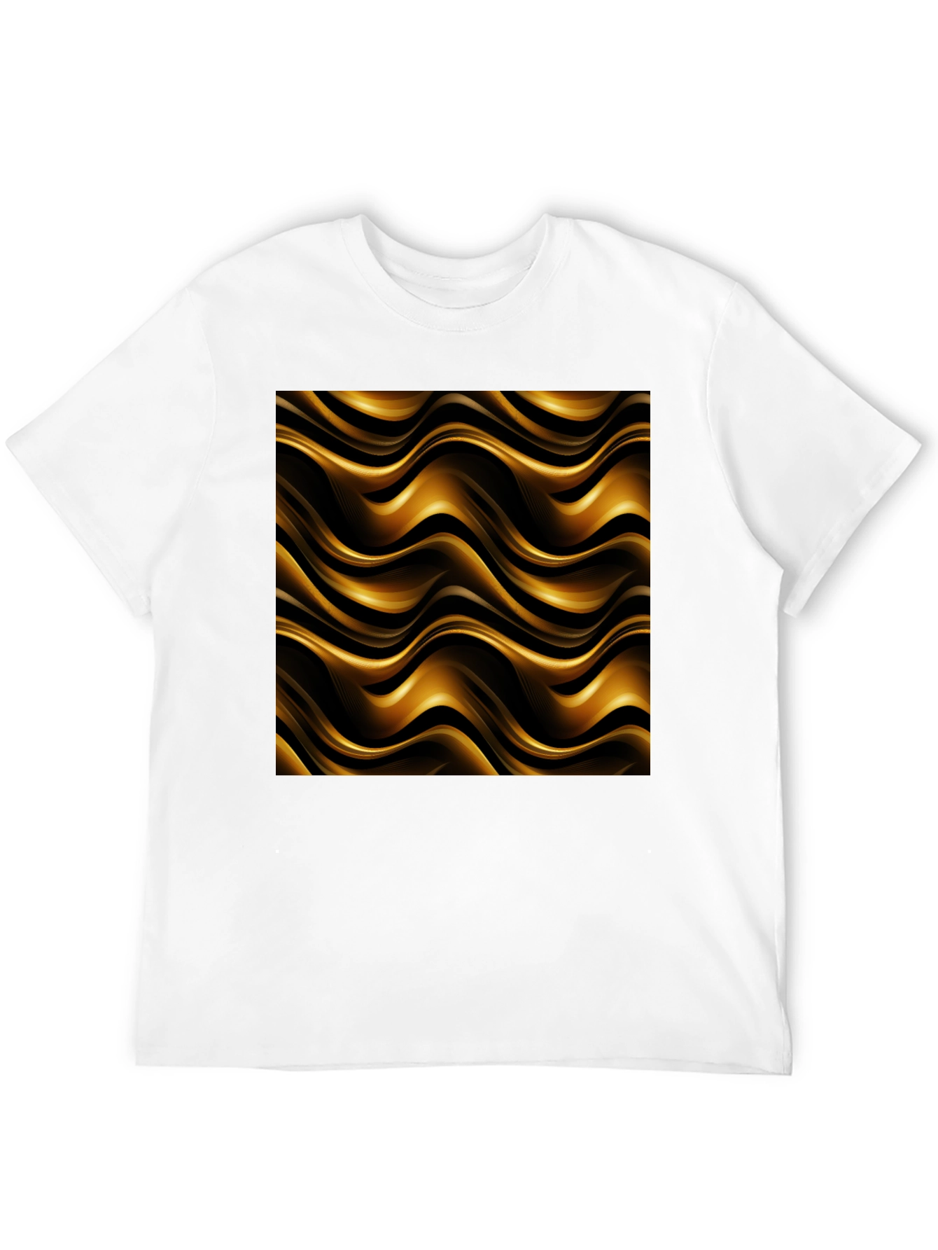 Elegant Black Tee with Gold Wave Pattern
