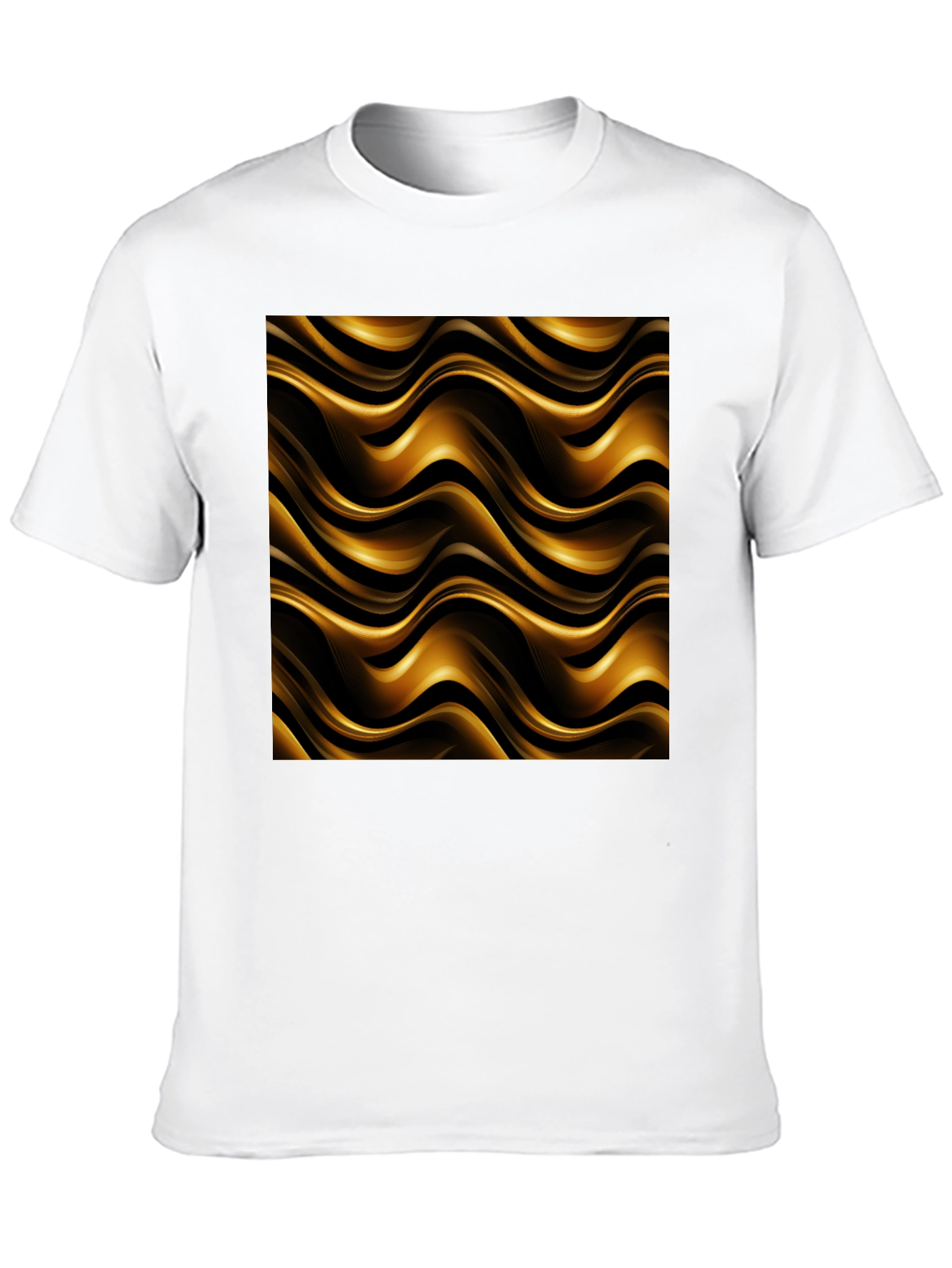 Elegant Black Tee with Gold Wave Pattern