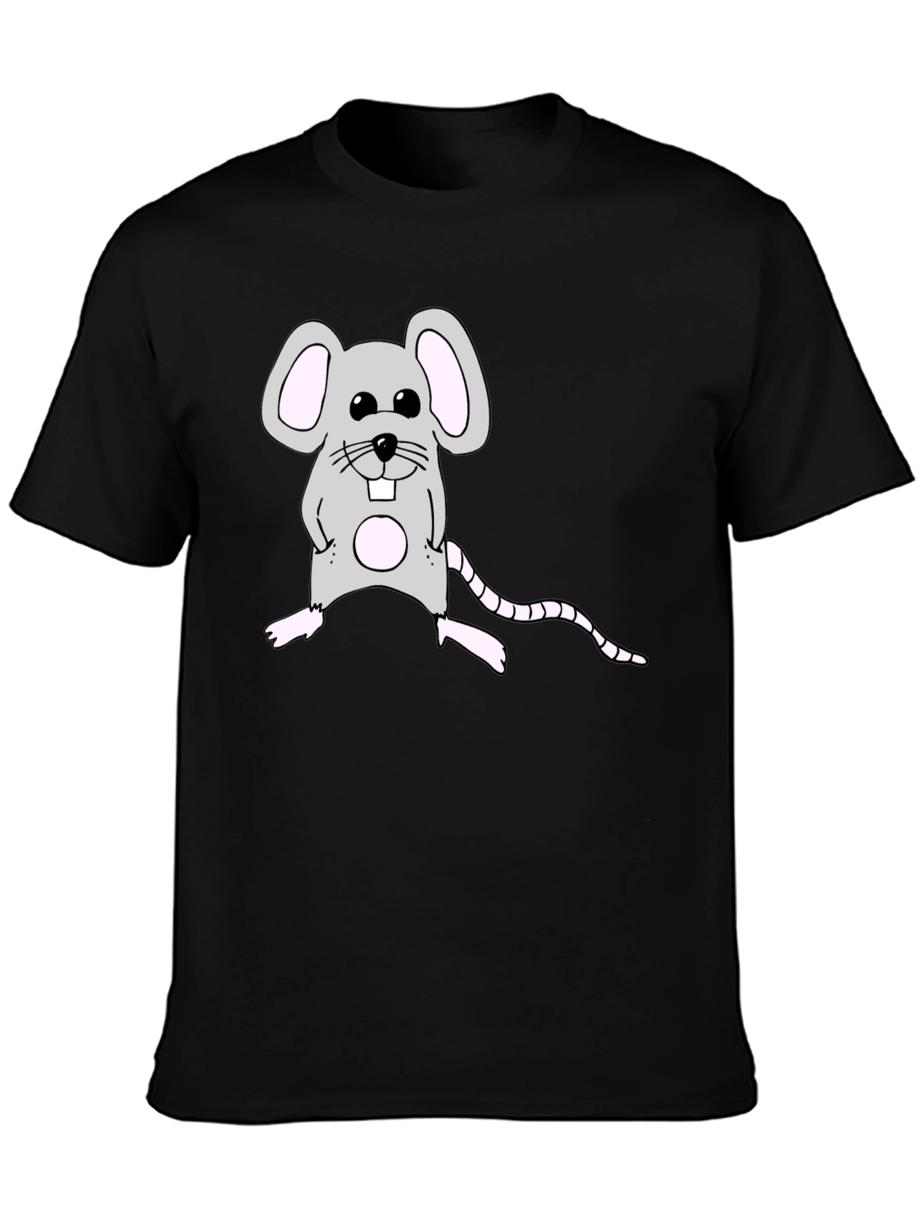 Cute Mouse Graphic Black T-Shirt