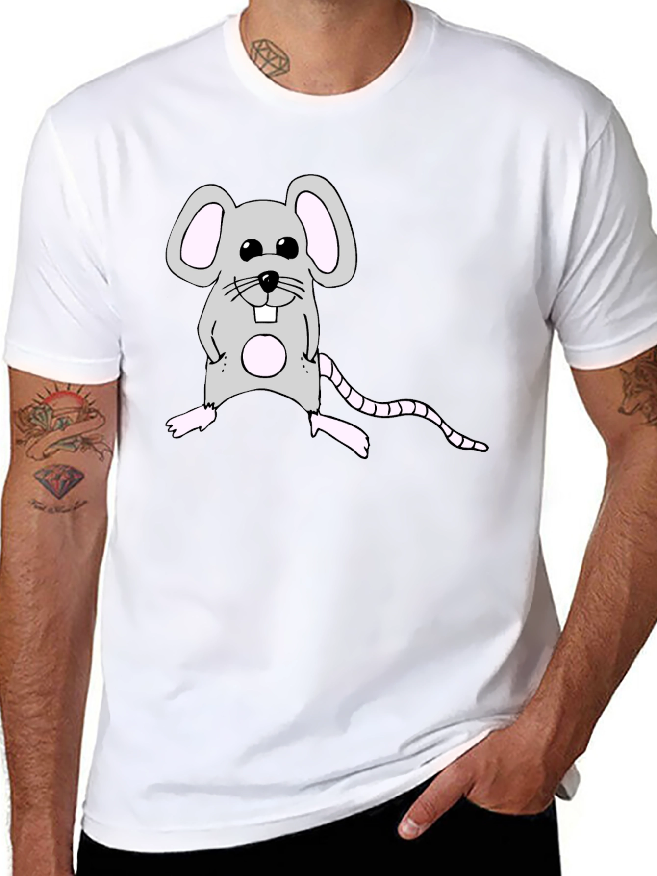 Cute Mouse Graphic Black T-Shirt