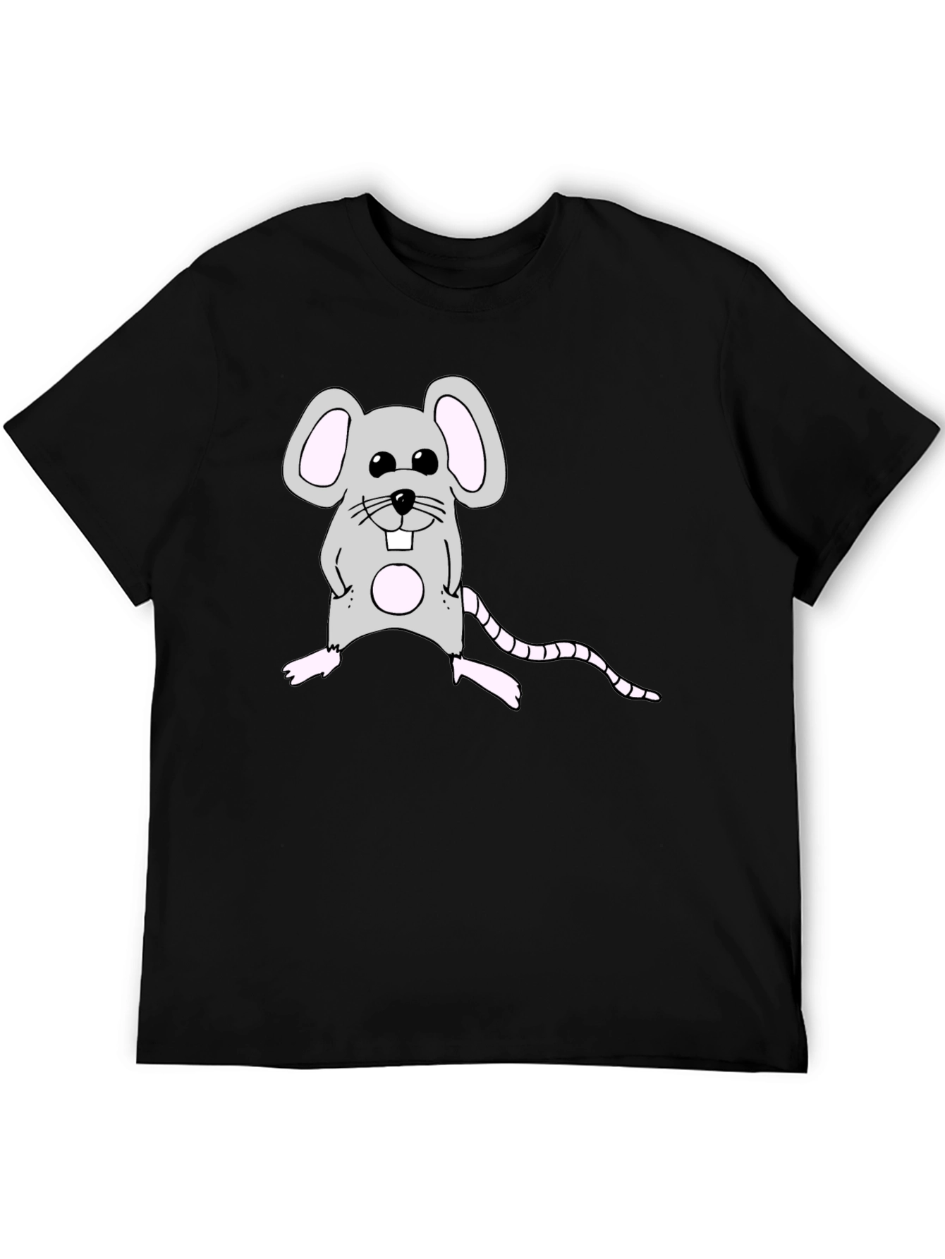 Cute Mouse Graphic Black T-Shirt