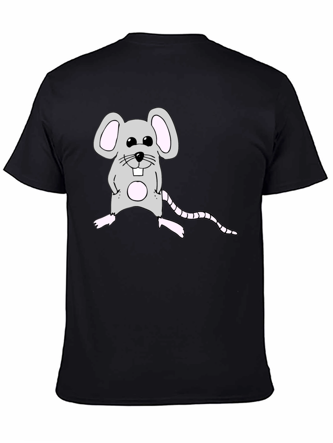 Cute Mouse Graphic Black T-Shirt