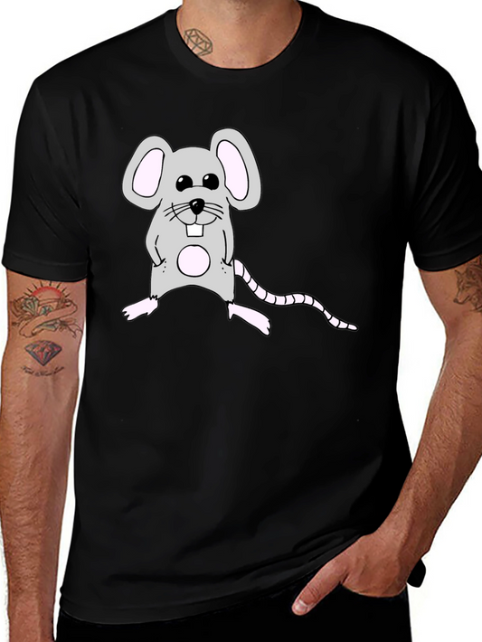 Cute Mouse Graphic Black T-Shirt