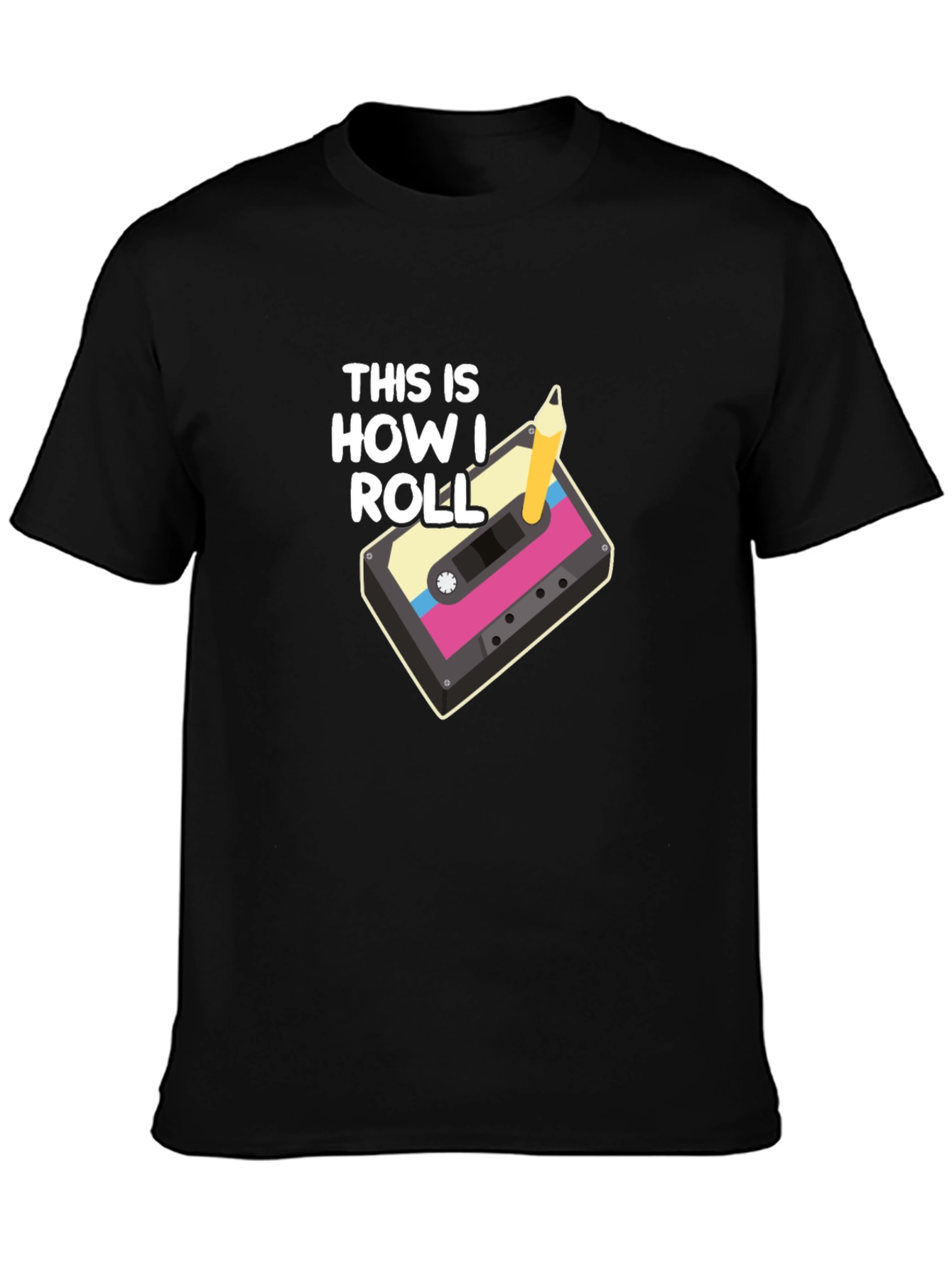 Retro Cassette Tape & Pencil T-Shirt