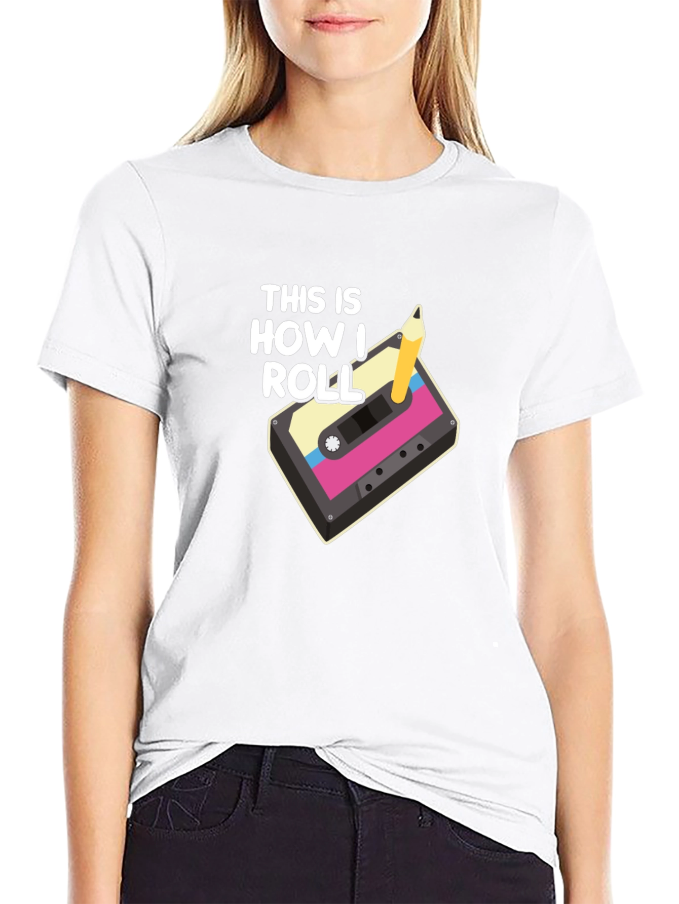 Retro Cassette Tape & Pencil T-Shirt